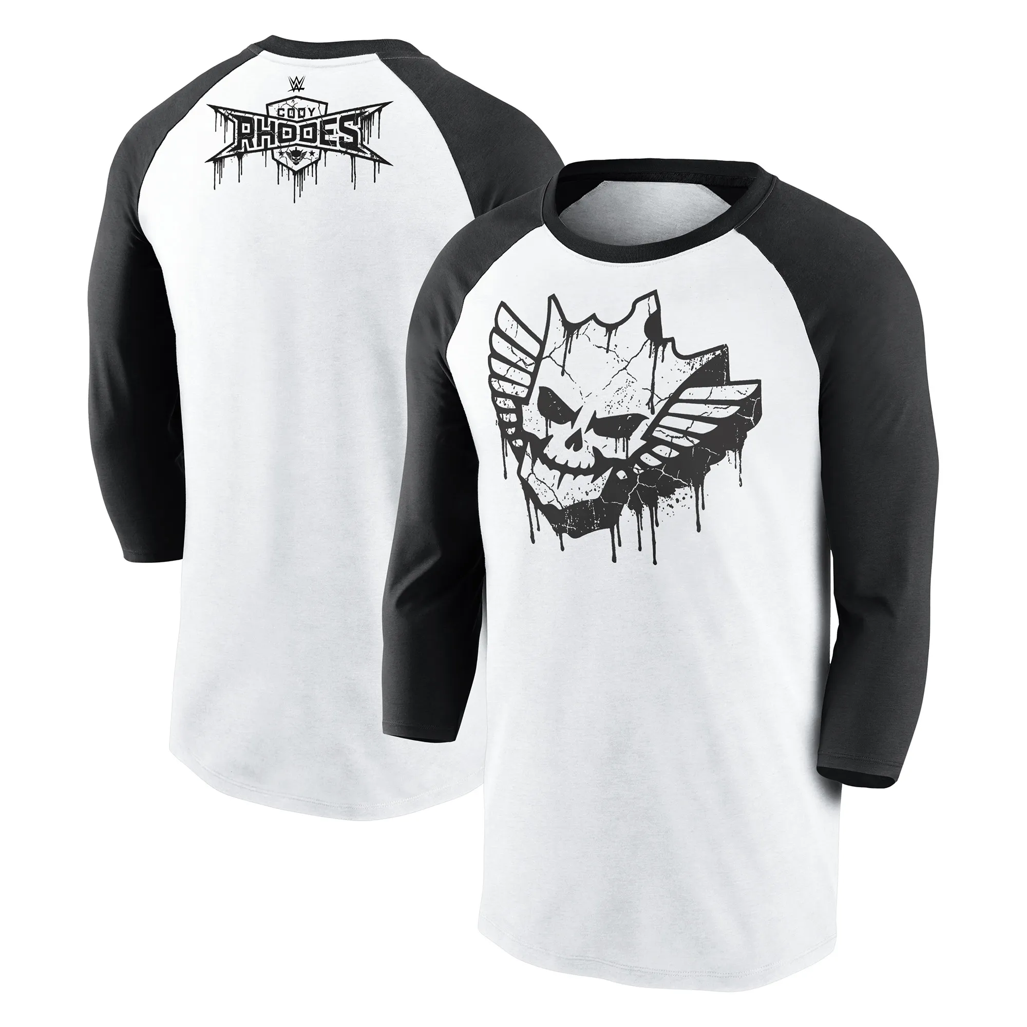 Men's White Cody Rhodes Collection Raglan 3/4 Sleeve T-Shirt sold by WWE