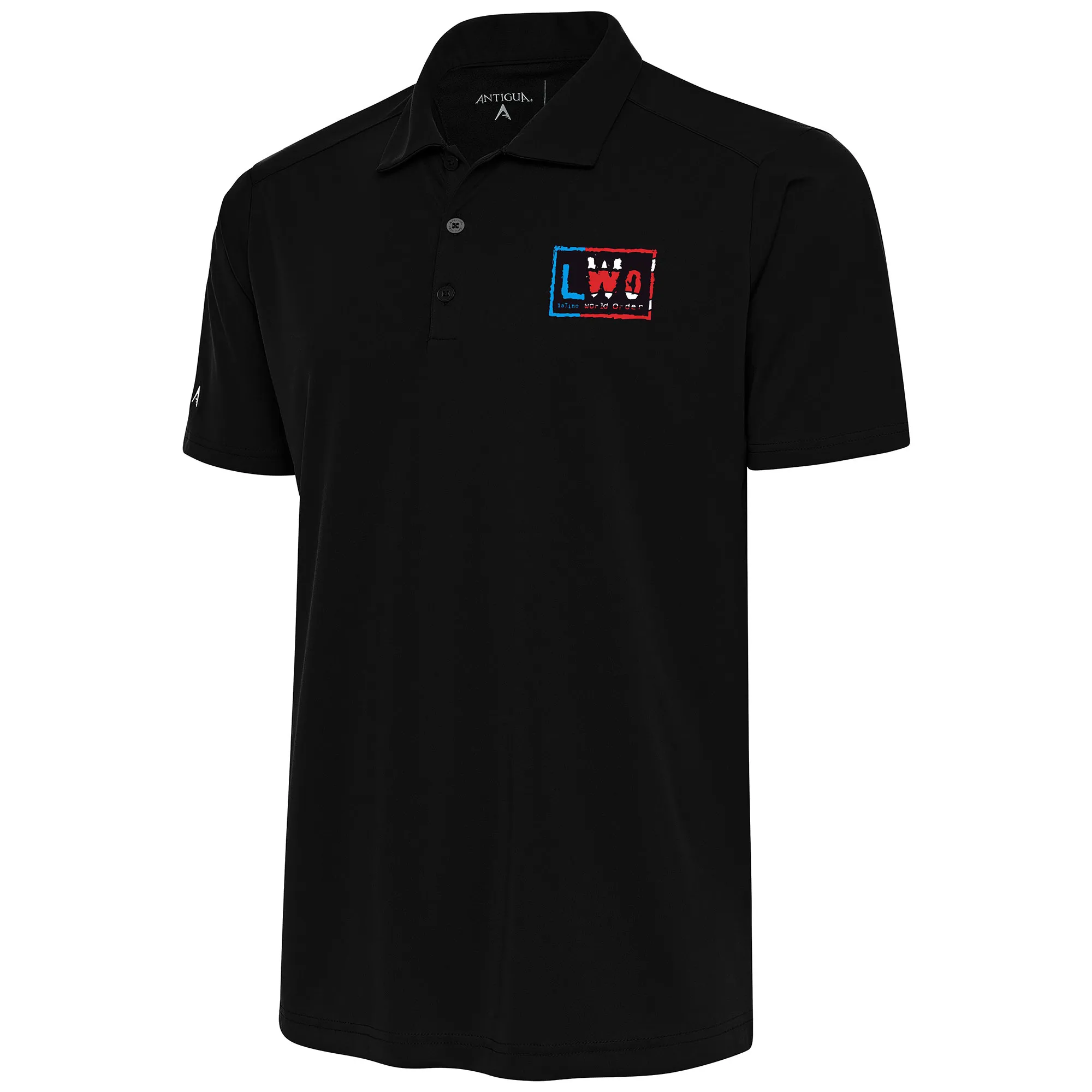 Men's Antigua Black LWO Big & Tall Tribute Polo sold by WWE