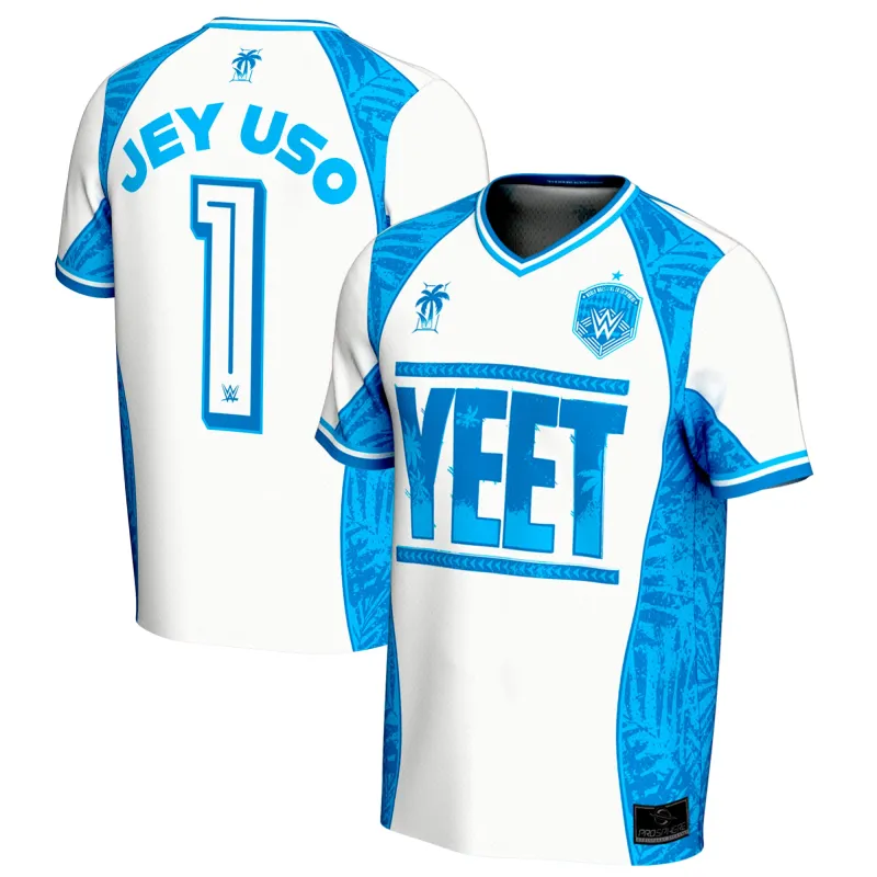 Men's ProSphere Blue/White Jey Uso Soccer Jersey made by WWE