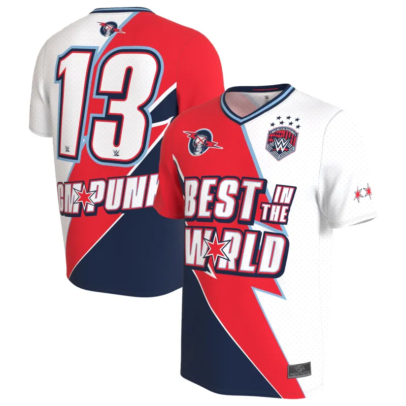 Unisex ProSphere White CM Punk Soccer Jersey made by WWE