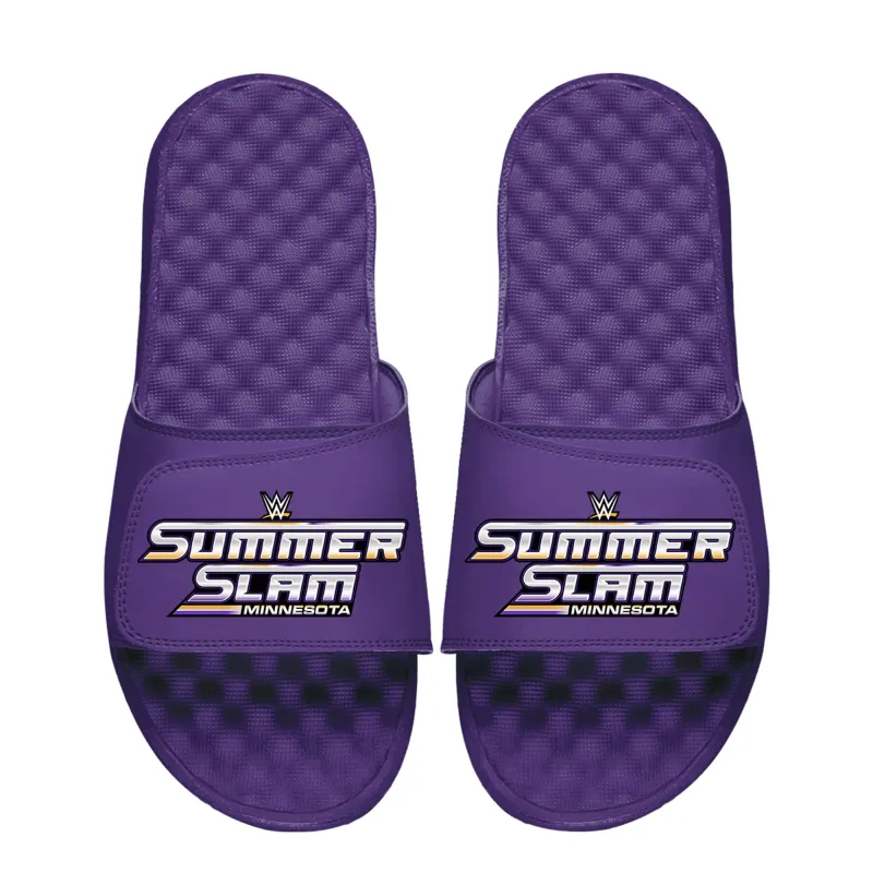 Adult ISlide Purple SummerSlam 2026 Logo Slide Sandals made by WWE