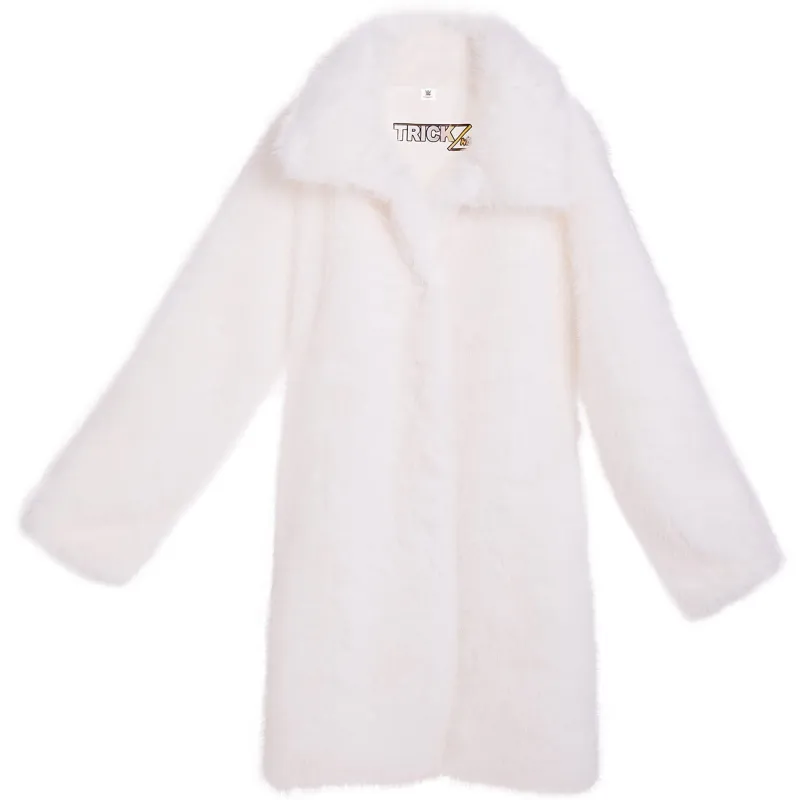 Unisex White Trick Williams Faux Fur Coat made by WWE