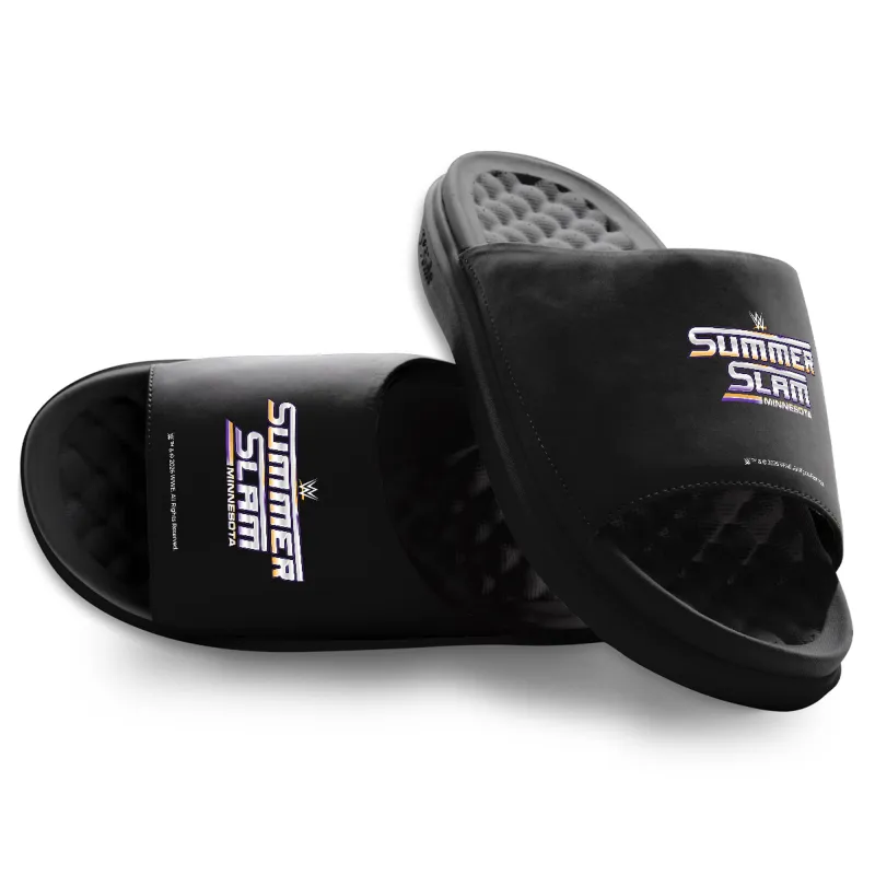 Adult ISlide Black SummerSlam 2026 Logo Motive Slide Sandals made by WWE