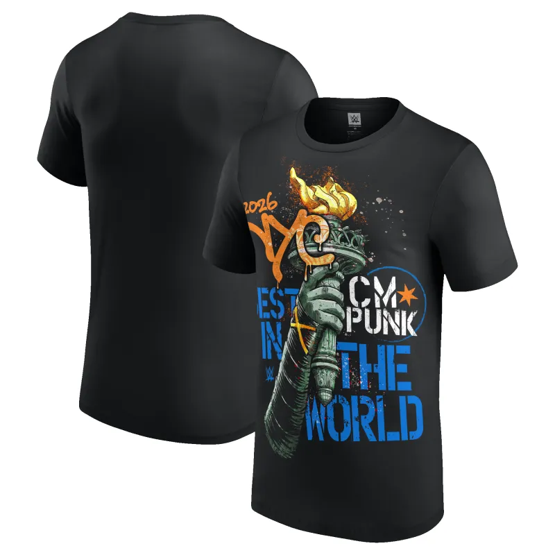 Men's Black CM Punk Fanatics Fest New York 2026 T-Shirt made by WWE