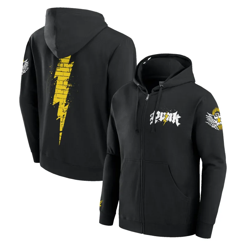 Men's Black CM Punk Electric Punk Full-Zip Hoodie made by WWE