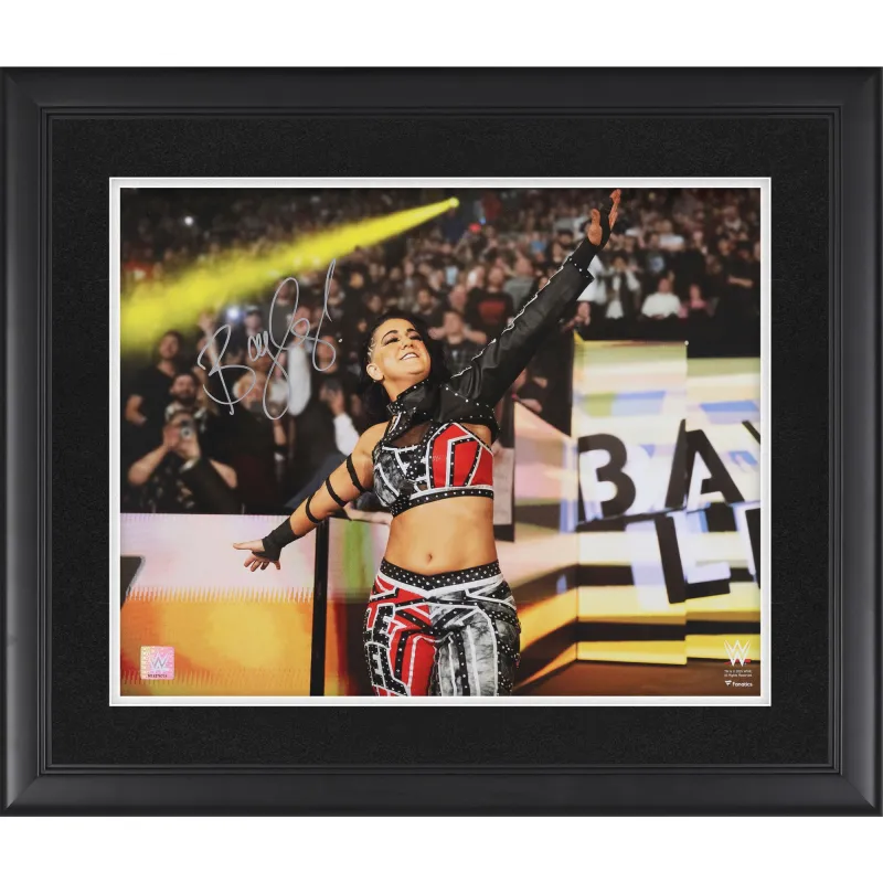 Bayley WWE Autographed Framed 16" x 20" Entrance Arms Out Photograph made by WWE