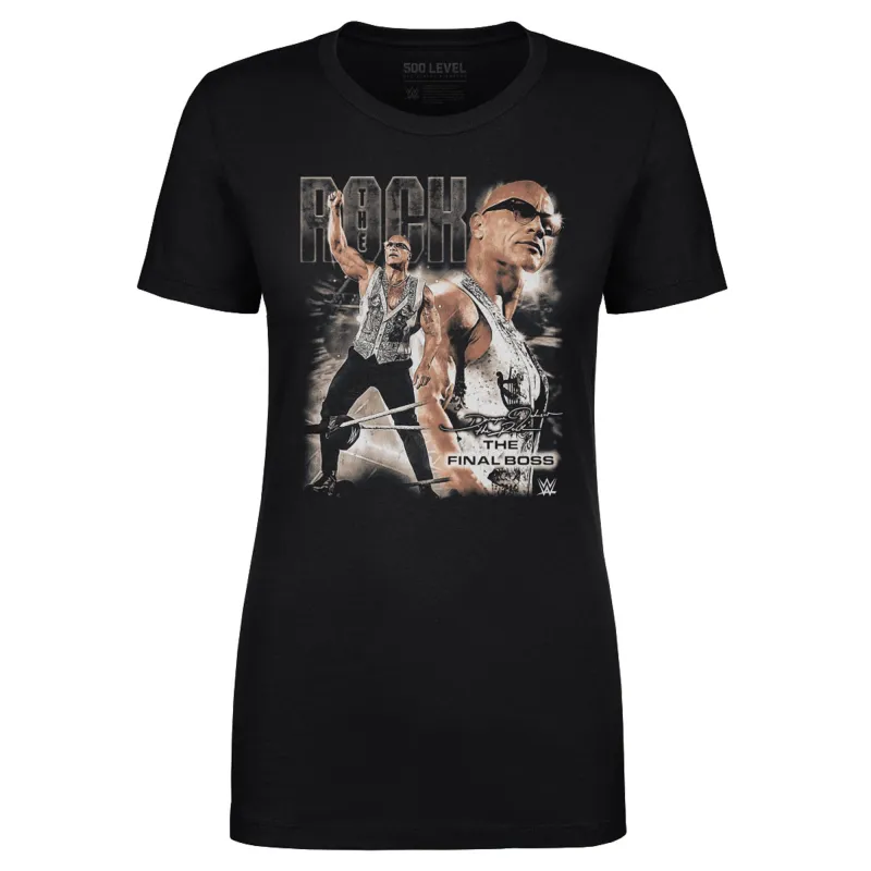 Women's 500 Level Black The Rock Vintage Grunge T-Shirt made by 500 Level