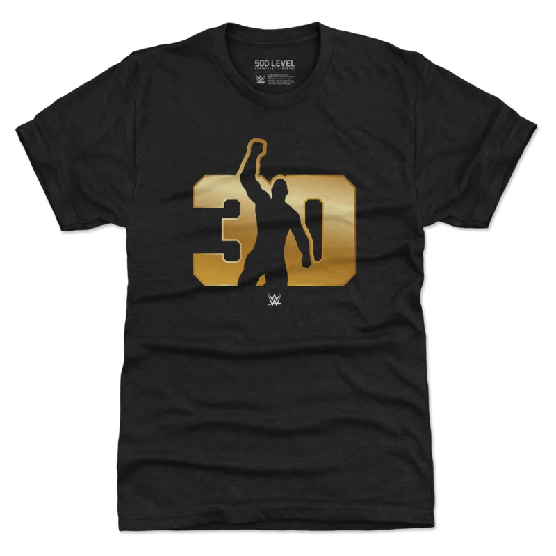 Men's 500 Level Black The Rock 30 Years Logo Premium Tri-Blend T-Shirt made by 500 Level