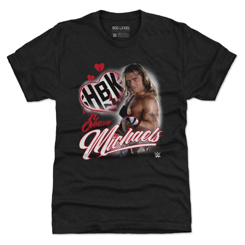 Men's 500 Level Black Shawn Michaels HBK Heart Premium Tri-Blend T-Shirt made by 500 Level