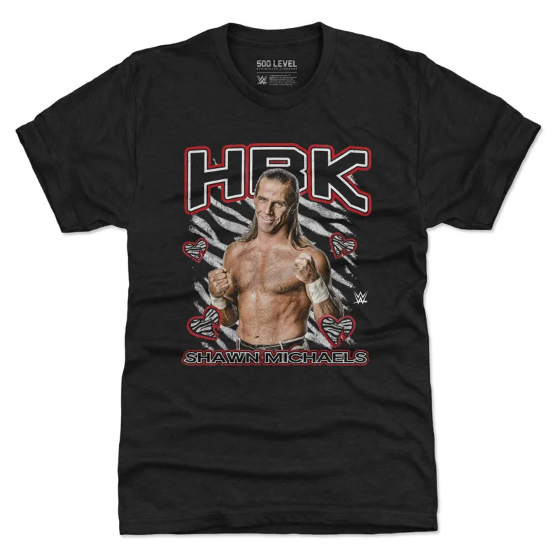 Men's 500 Level Black Shawn Michaels HBK Stripes Premium Tri-Blend T-Shirt made by 500 Level