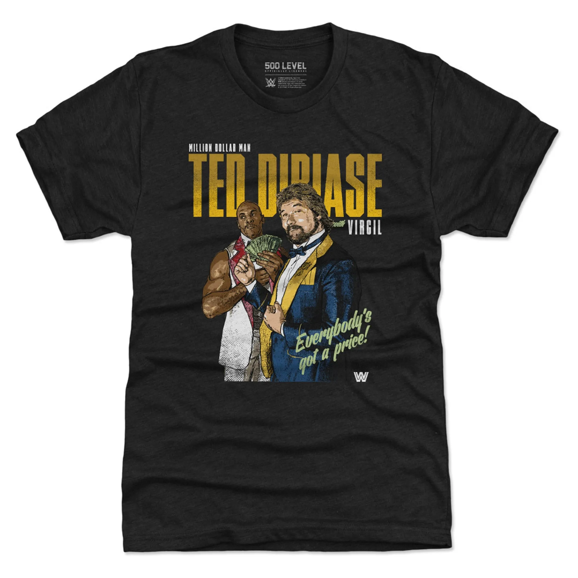 Men's 500 Level Black Ted DiBiase & Virgil Retro Premium Tri-Blend T-Shirt sold by WWE