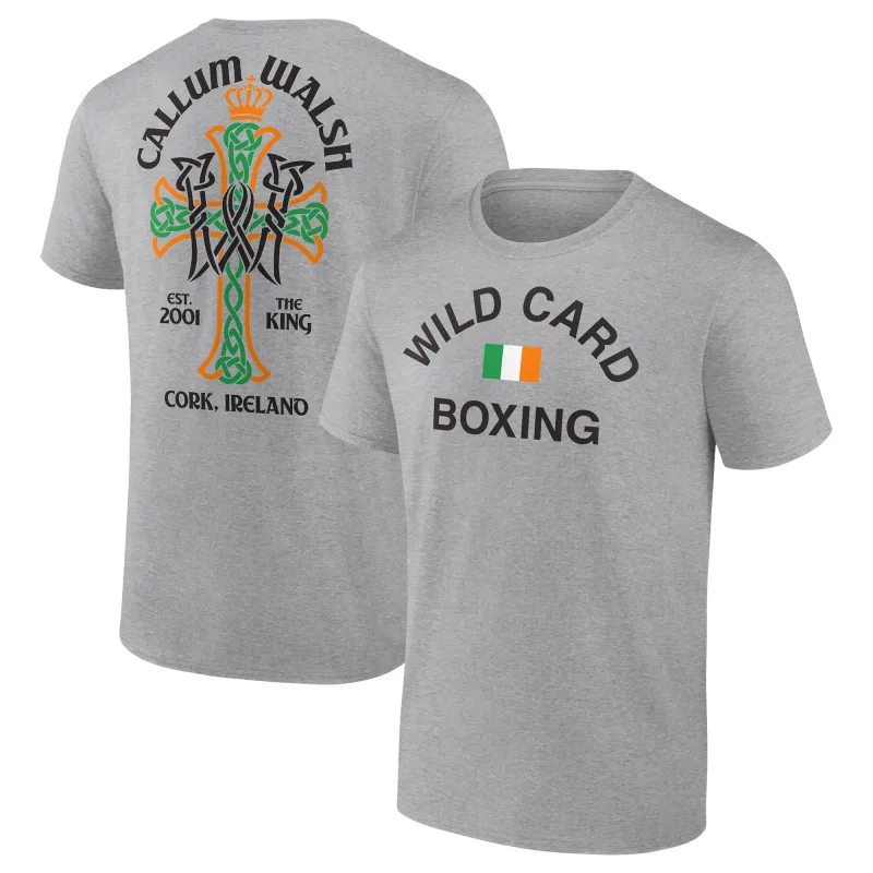 Callum Walsh Heather Gray Wild Card Boxing Ireland T-Shirt made by WWE