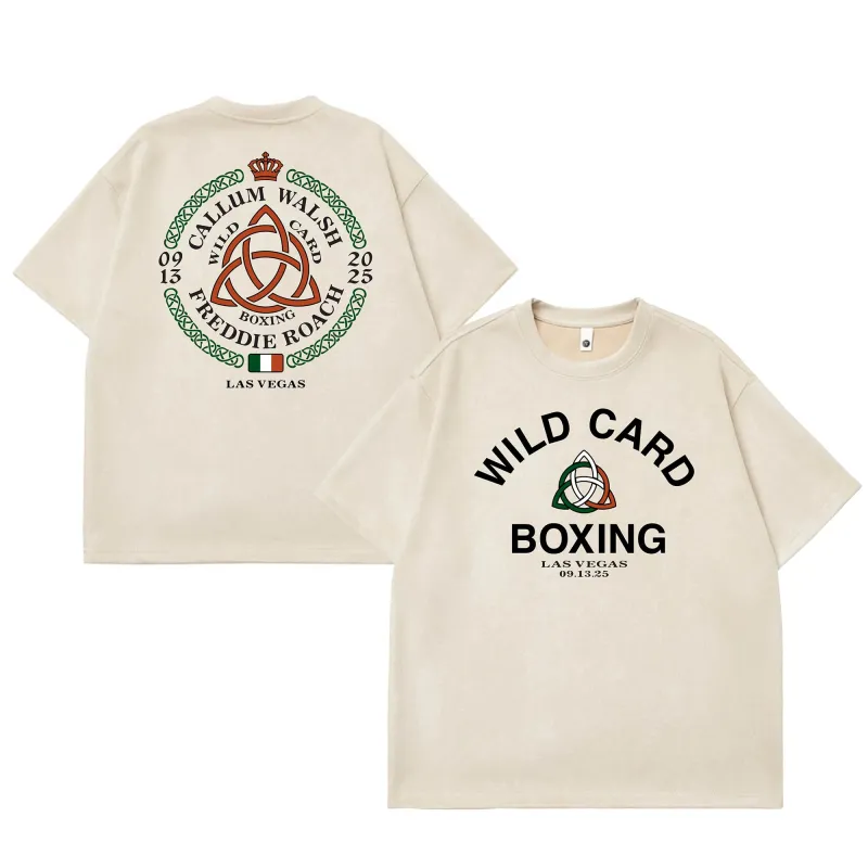Men's Callum Walsh Cream Wild Card Boxing Fight Week T-Shirt made by WWE