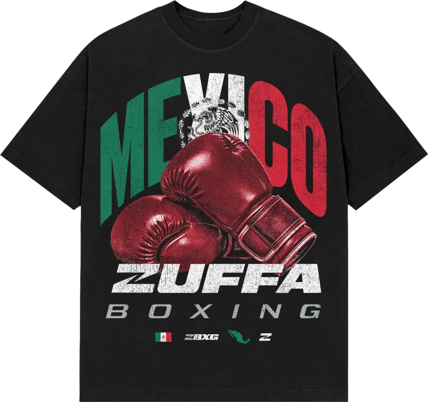 Men's  Black Zuffa Boxing Mexico T-Shirt made by WWE