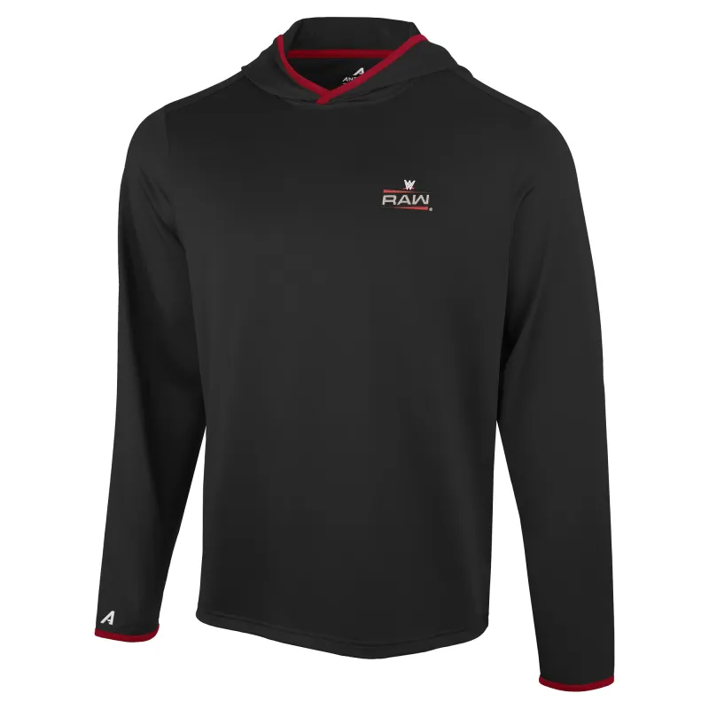 Men's Antigua Black/Red RAW Brink Long Sleeve Hoodie T-Shirt made by Antigua