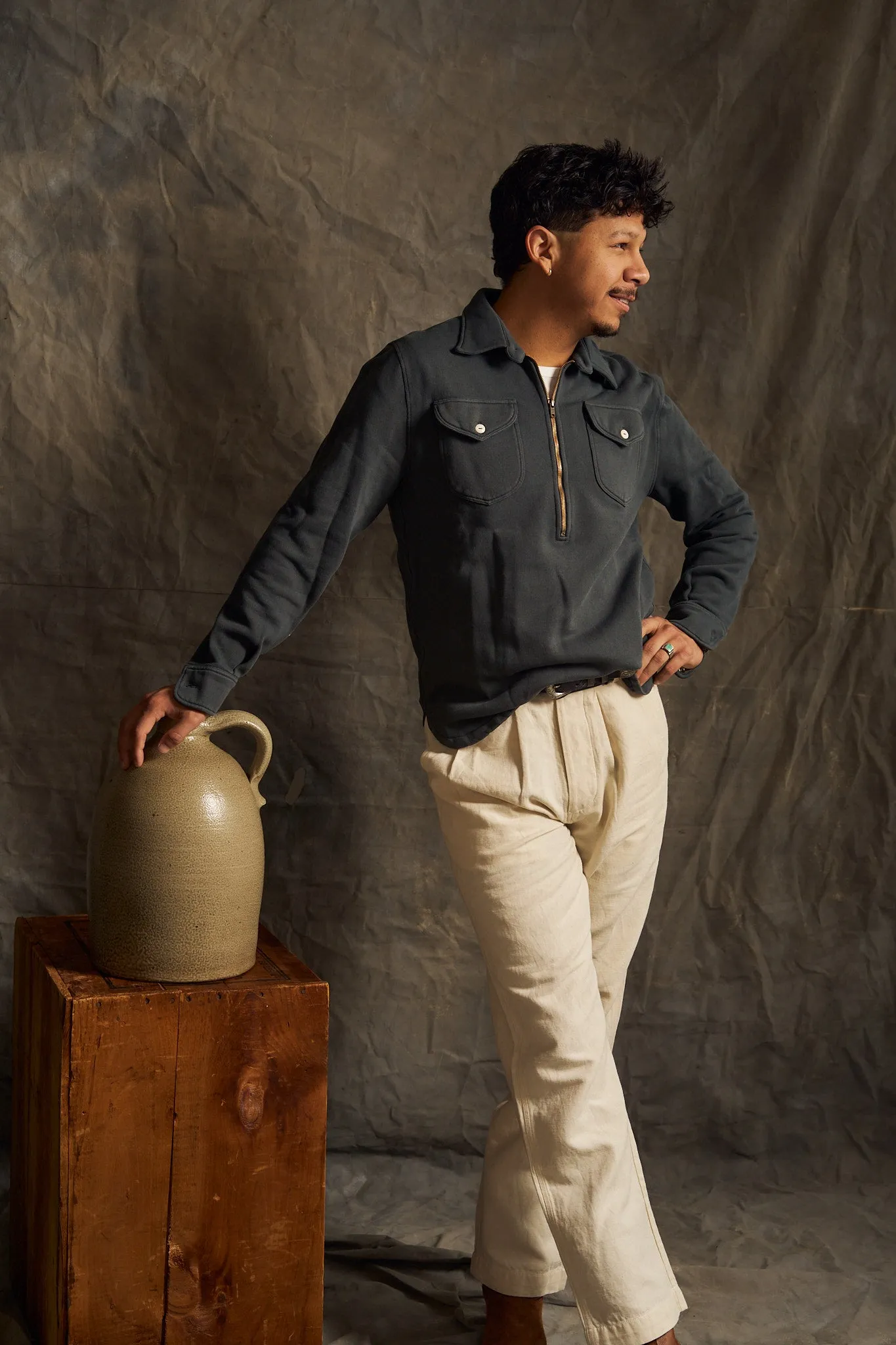 Half-Zip Sweatshirt - Faded Black sold by Wythe NY product image thumbnail 4