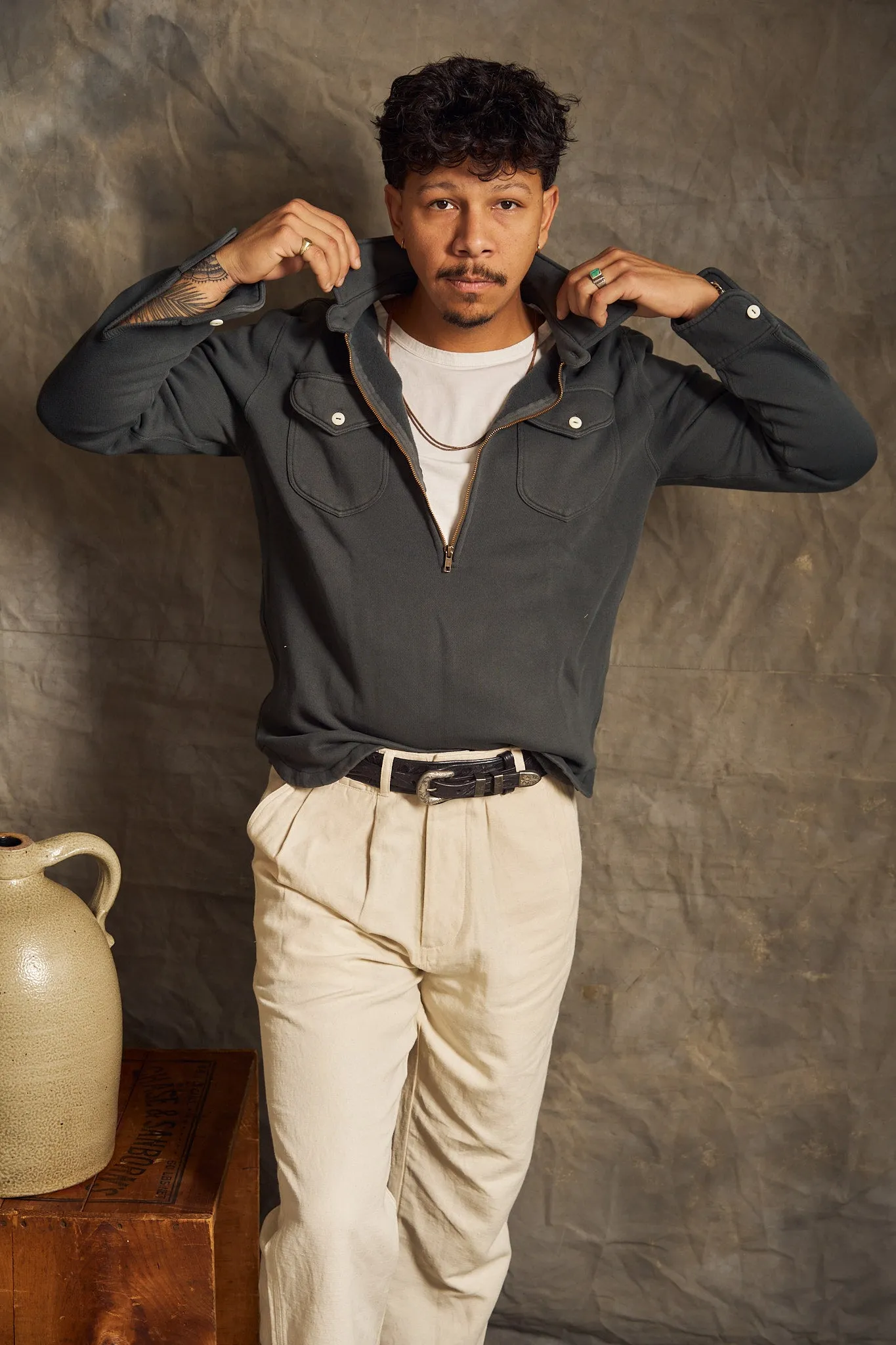 Half-Zip Sweatshirt - Faded Black sold by Wythe NY product image thumbnail 3