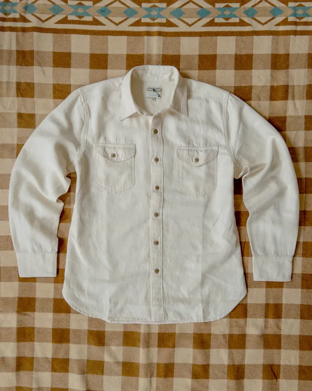 Cotton/Linen Twill Officer's Shirt - Unbleached sold by Wythe NY