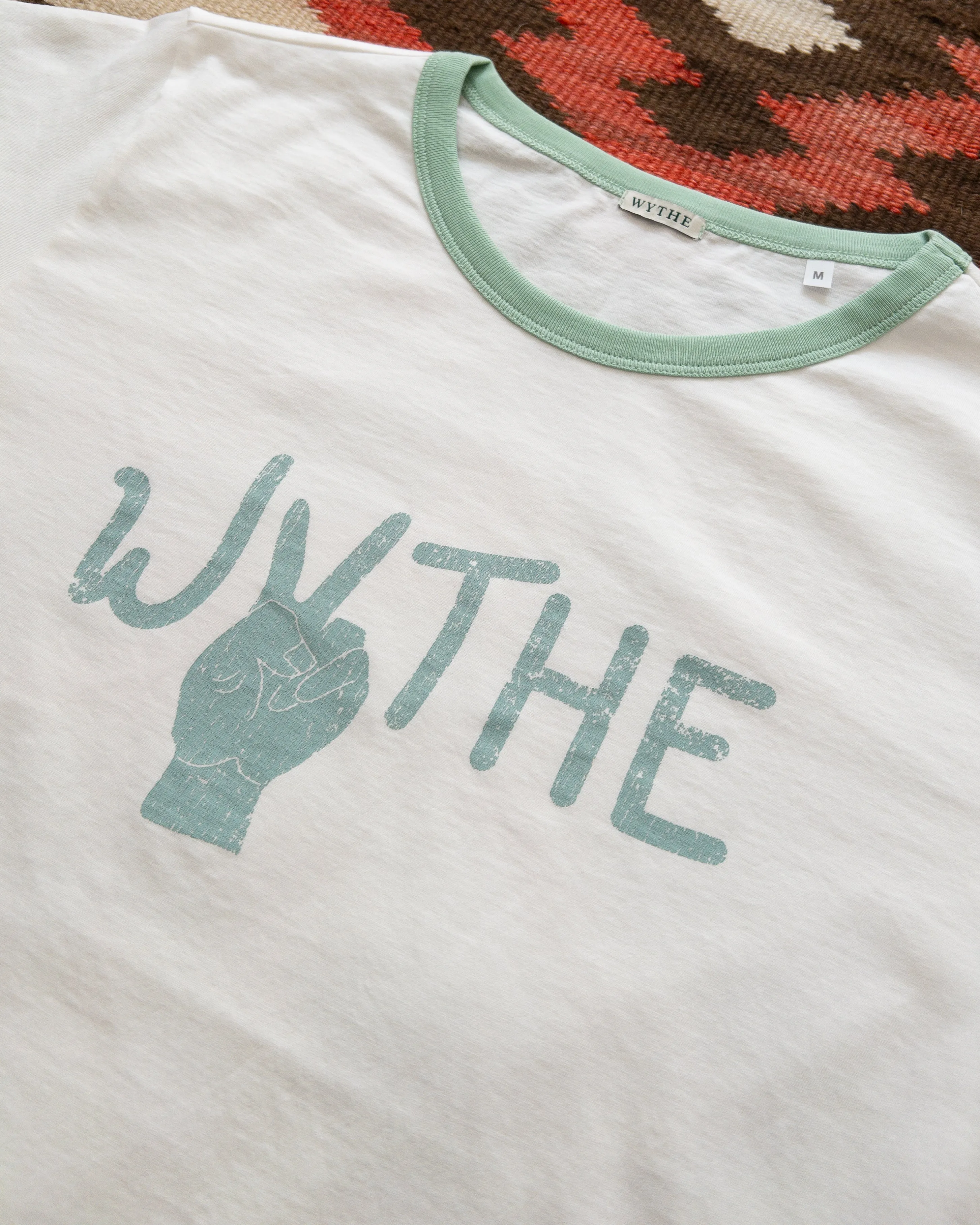 Peace Print Tubular Ringer T-Shirt - Celadon sold by Wythe NY product image thumbnail 2