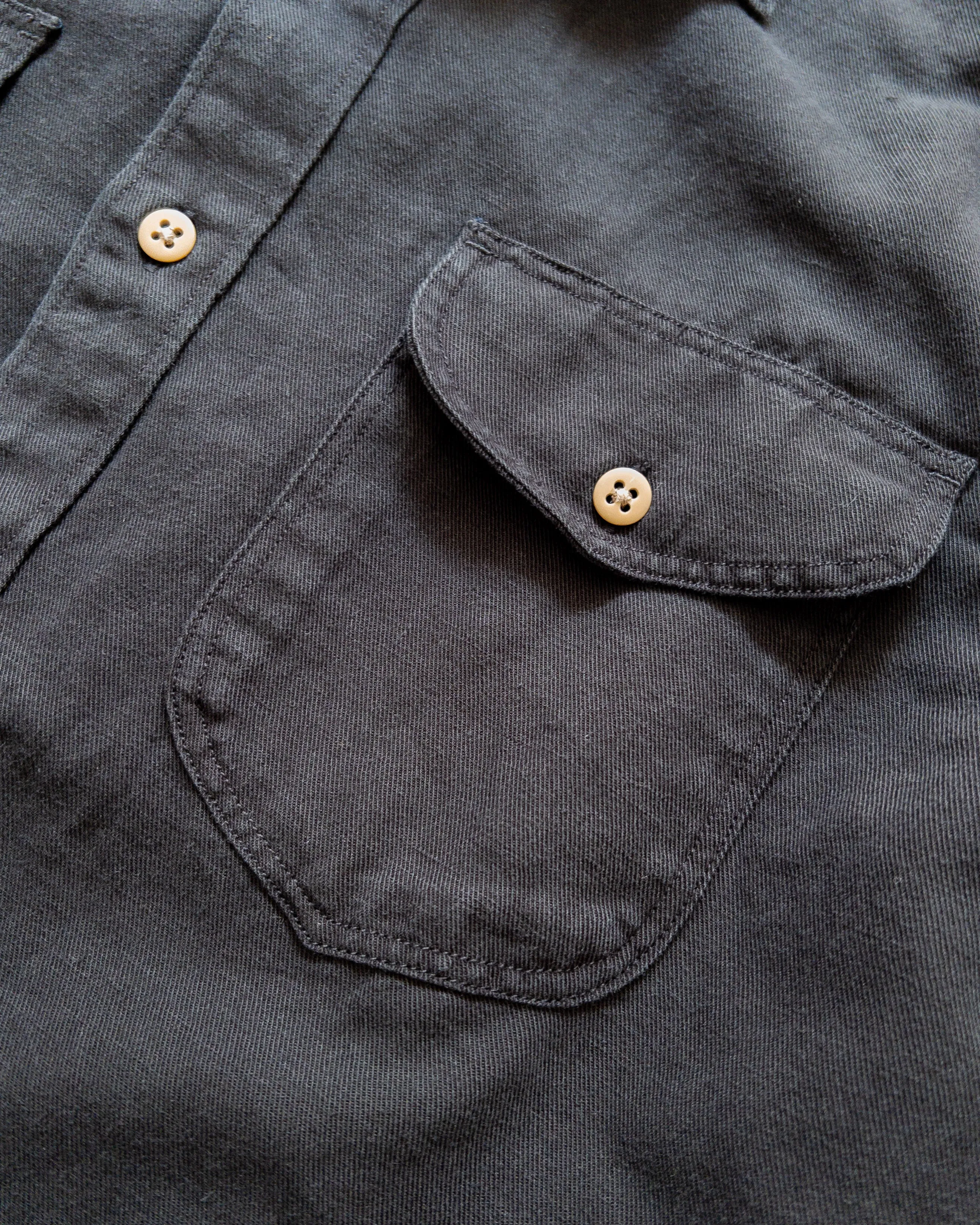 Cotton/Linen Twill Officer's Shirt - Faded Black sold by Wythe NY product image thumbnail 2