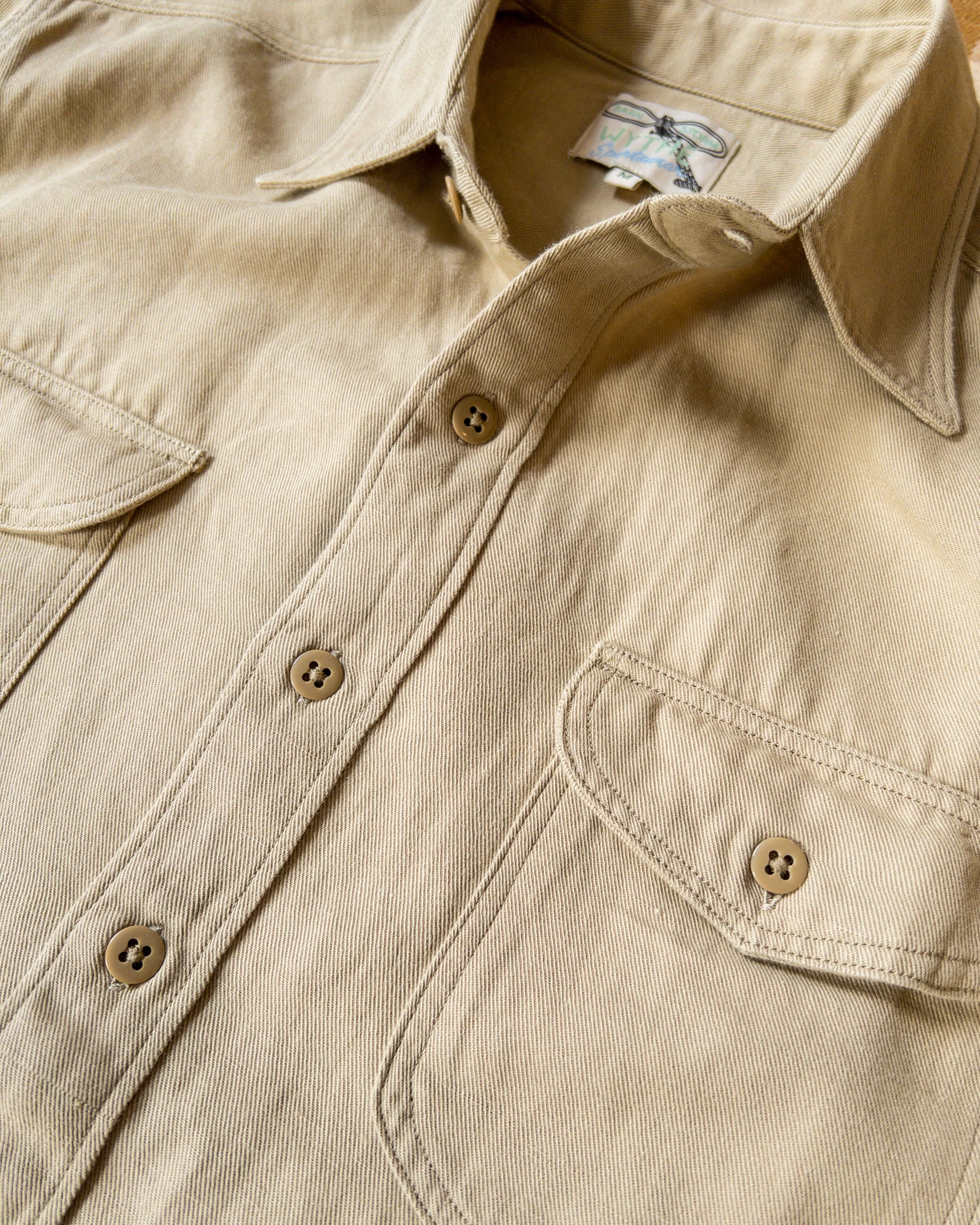 Cotton/Linen Twill Officer's Shirt - Camp Khaki sold by Wythe NY product image thumbnail 2
