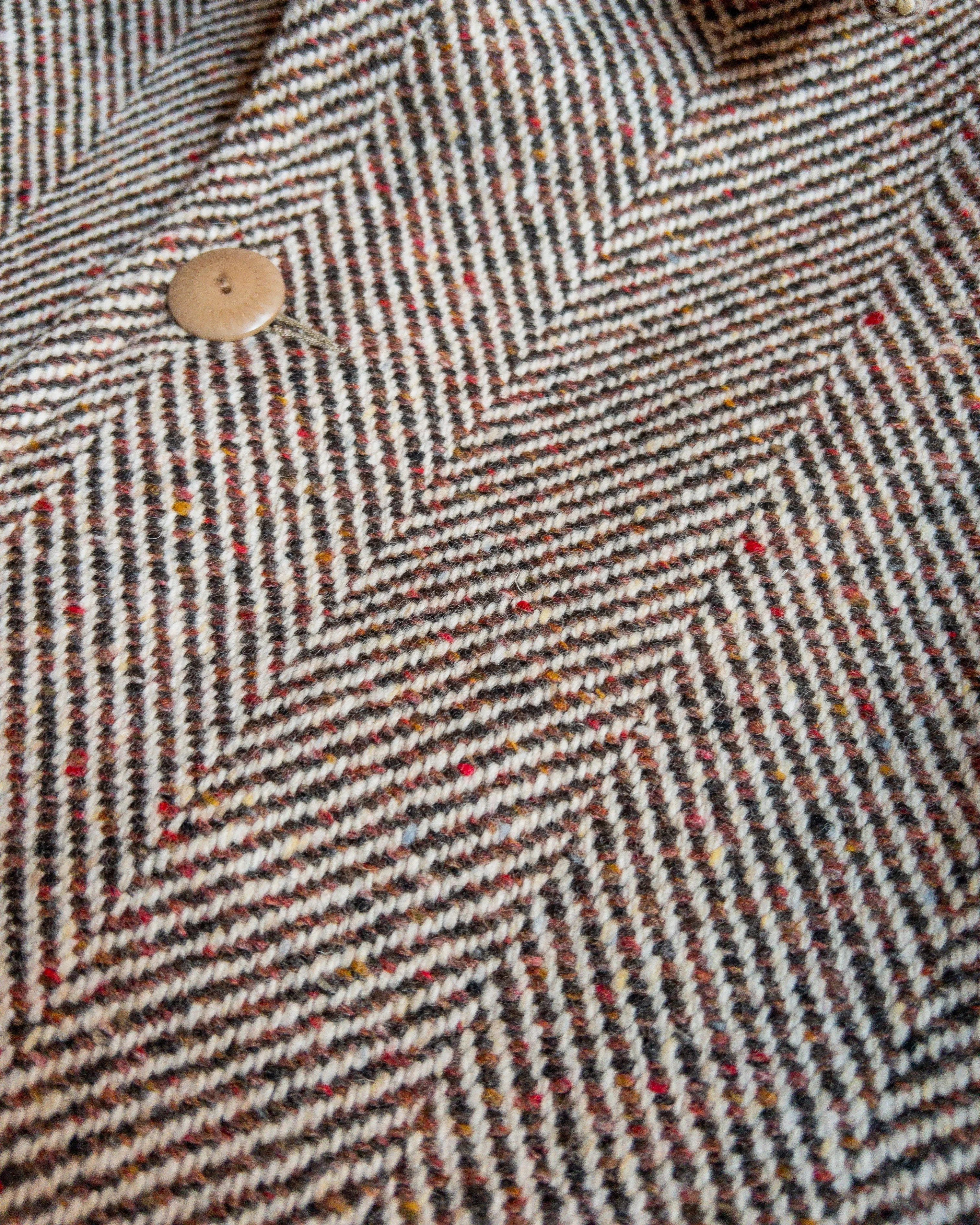 Raglan Wool Overcoat - Brown/Cream Donegal Herringbone sold by Wythe NY product image thumbnail 2