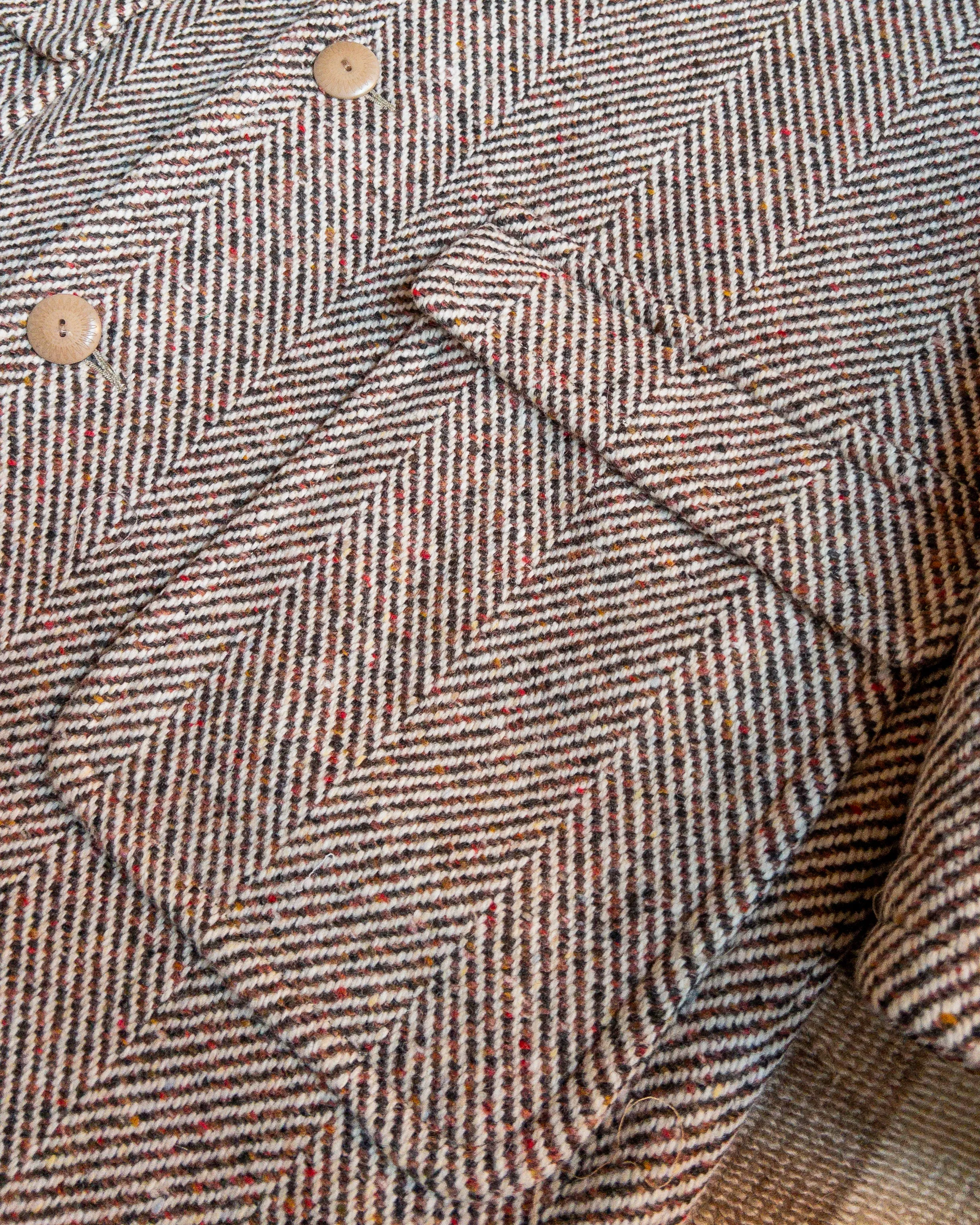 Raglan Wool Overcoat - Brown/Cream Donegal Herringbone sold by Wythe NY product image thumbnail 4