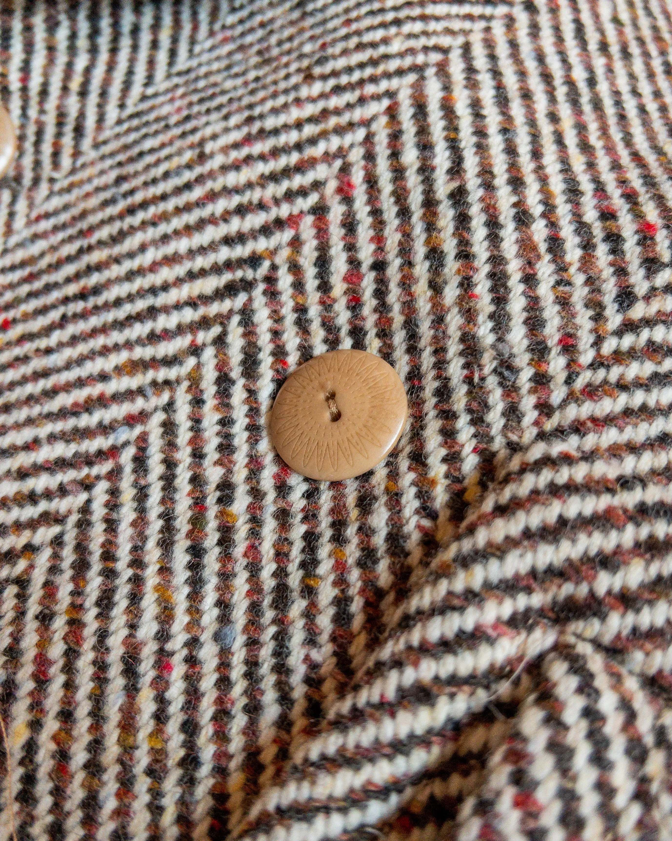 Raglan Wool Overcoat - Brown/Cream Donegal Herringbone sold by Wythe NY product image thumbnail 3