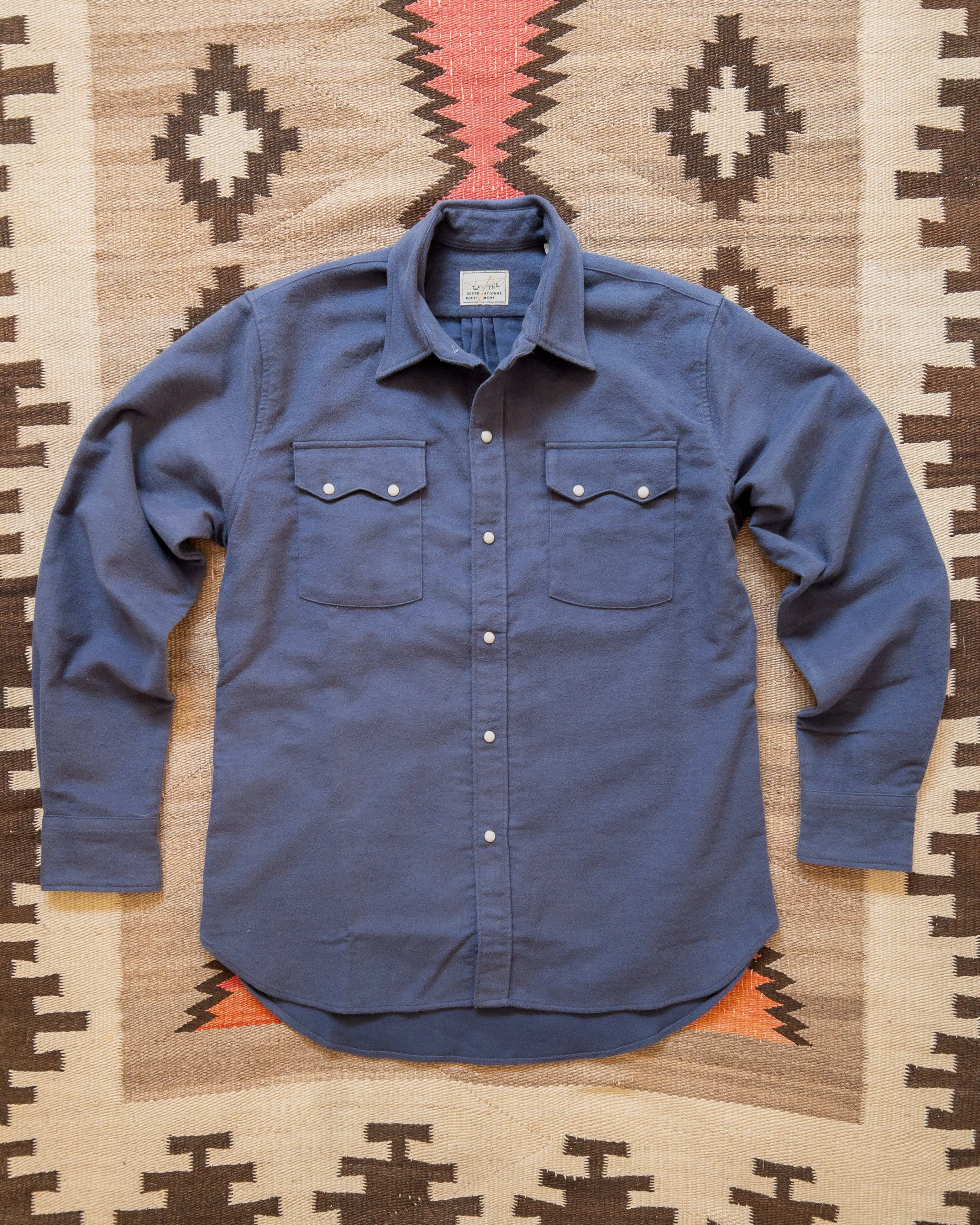 Moleskin Pearlsnap Shirt - Faded Navy sold by Wythe NY