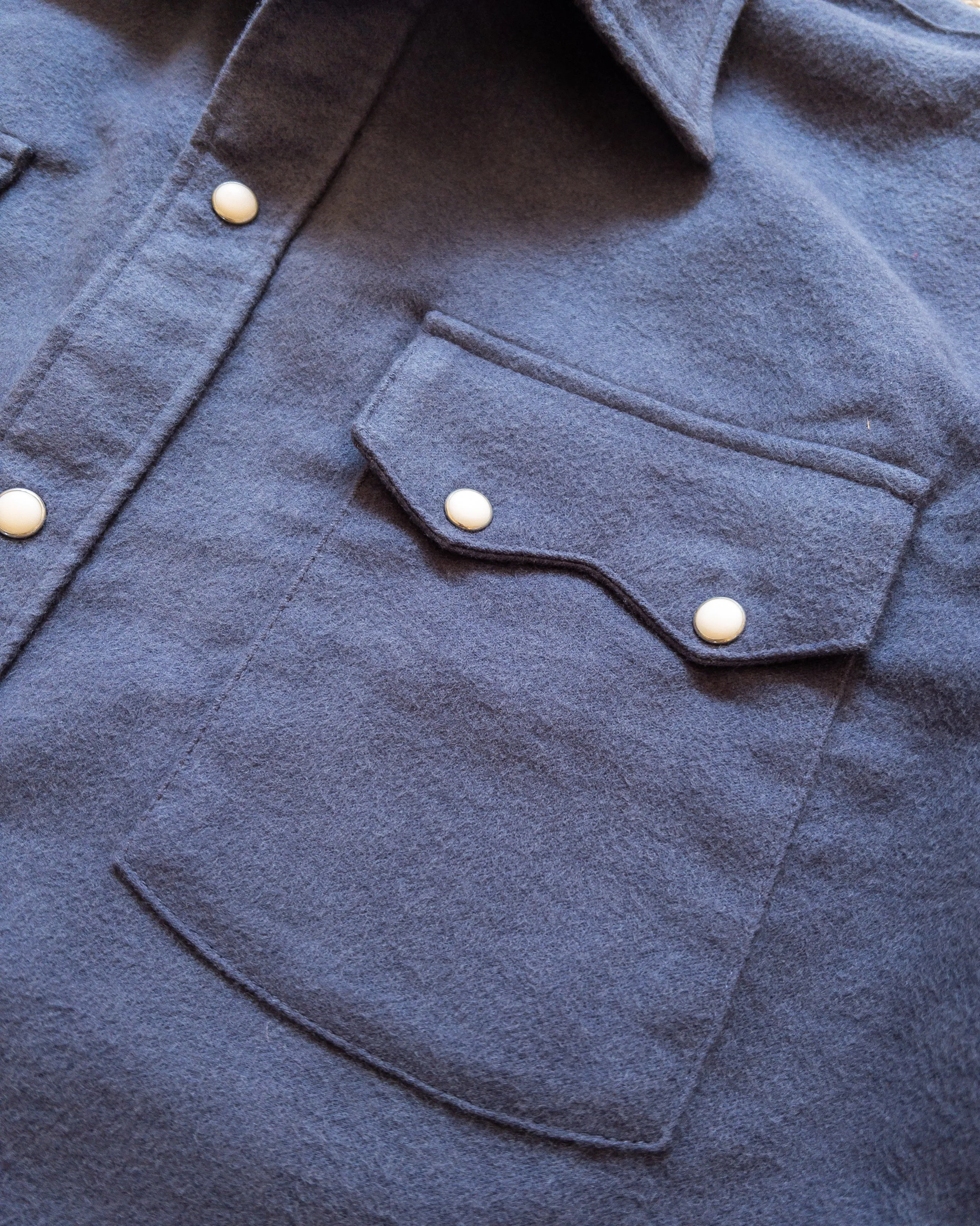 Moleskin Pearlsnap Shirt - Faded Navy sold by Wythe NY product image thumbnail 2