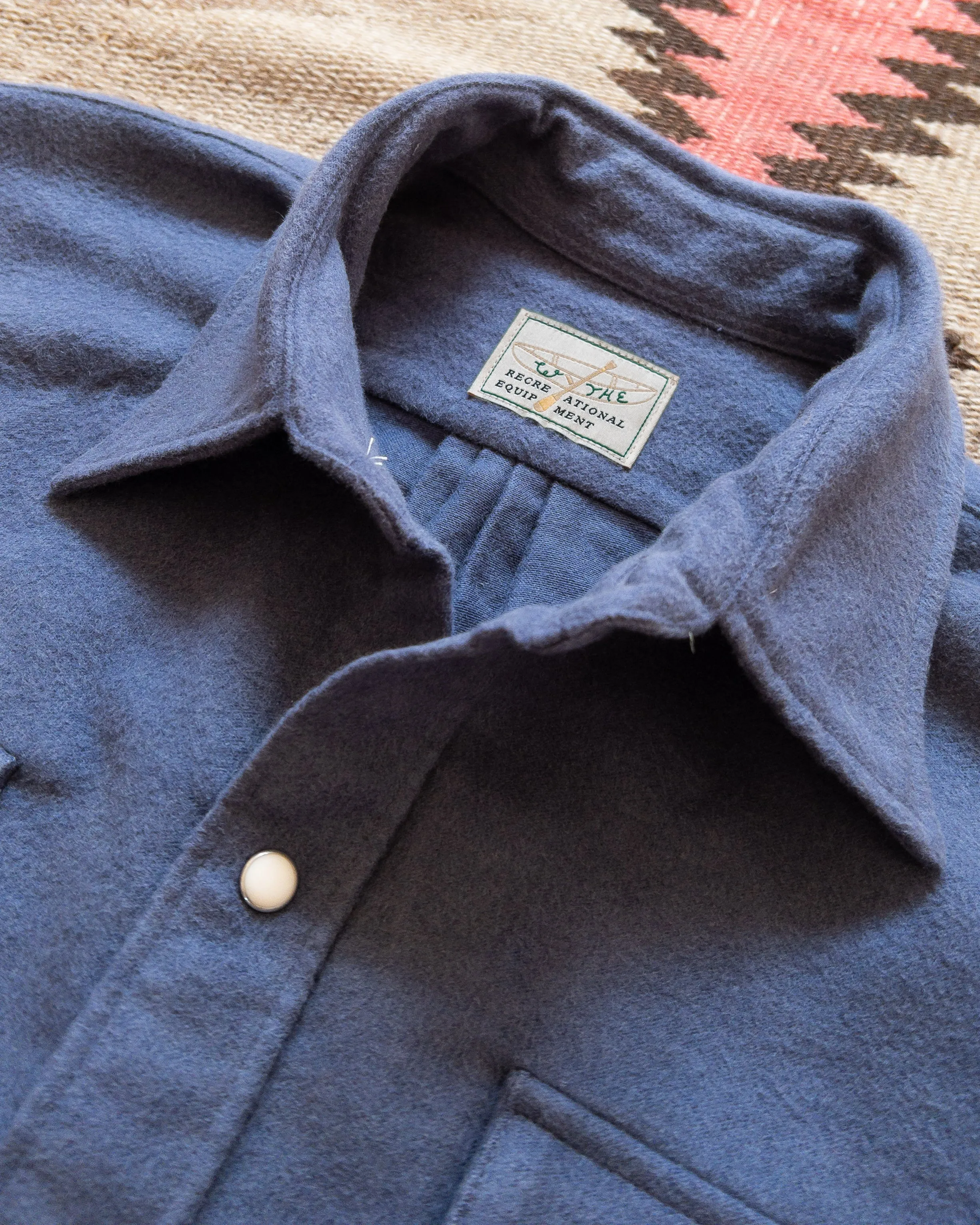 Moleskin Pearlsnap Shirt - Faded Navy sold by Wythe NY product image thumbnail 3