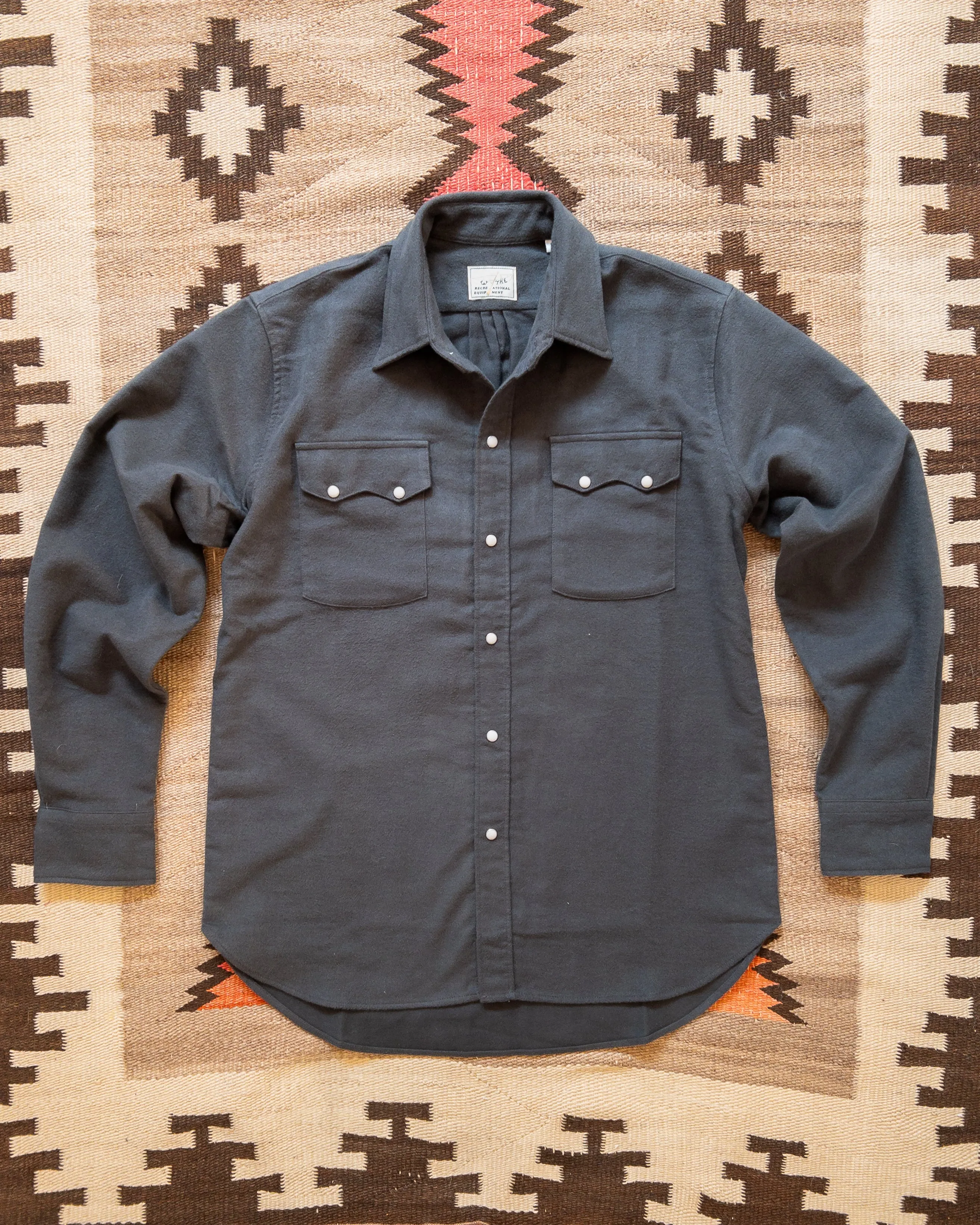 Moleskin Pearlsnap Shirt - Graphite sold by Wythe NY