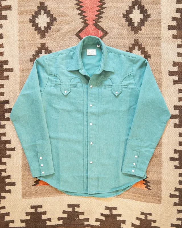 Moleskin Outlaw Shirt - Wintergreen Melange made by Wythe NY