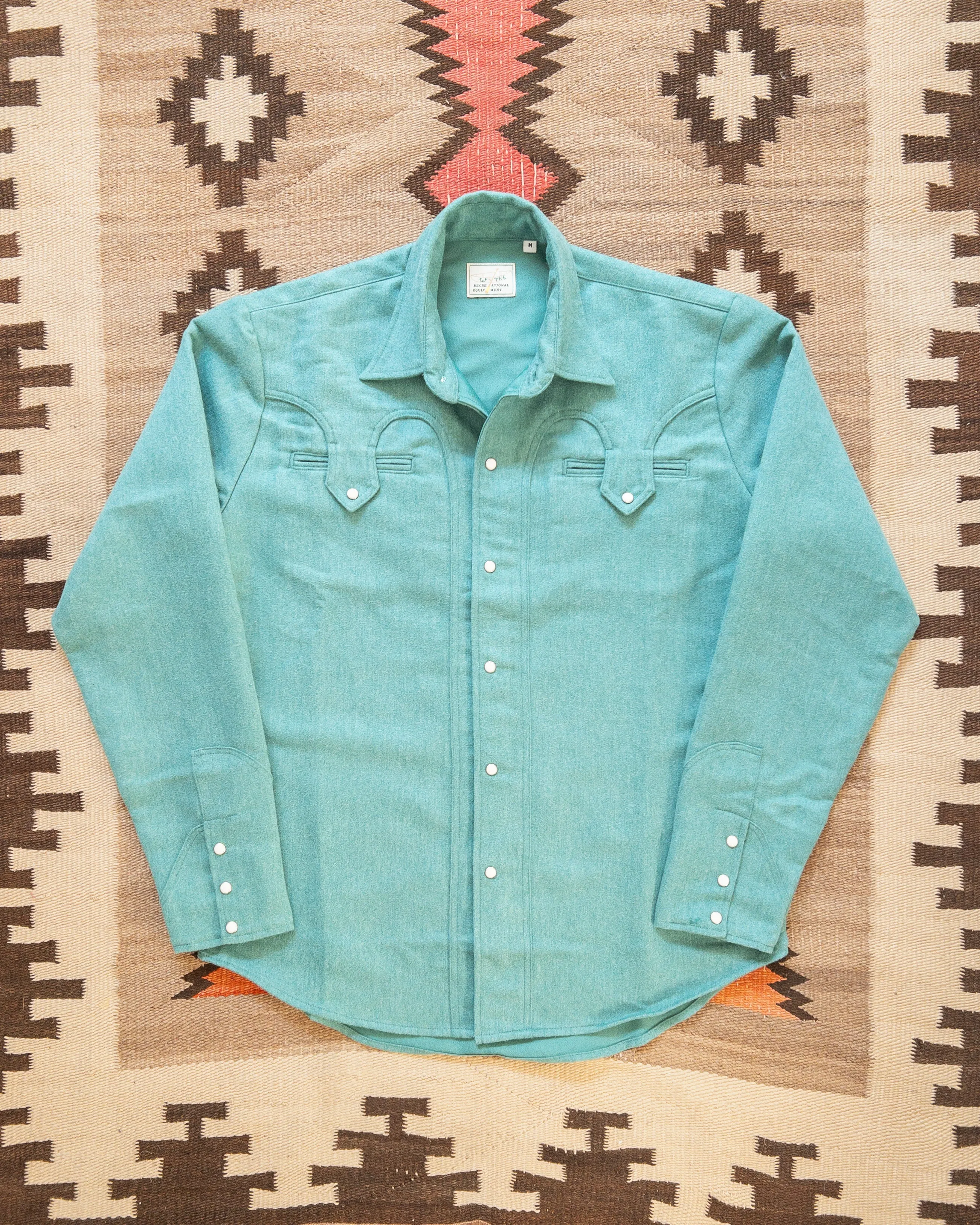 Moleskin Outlaw Shirt - Wintergreen Melange sold by Wythe NY