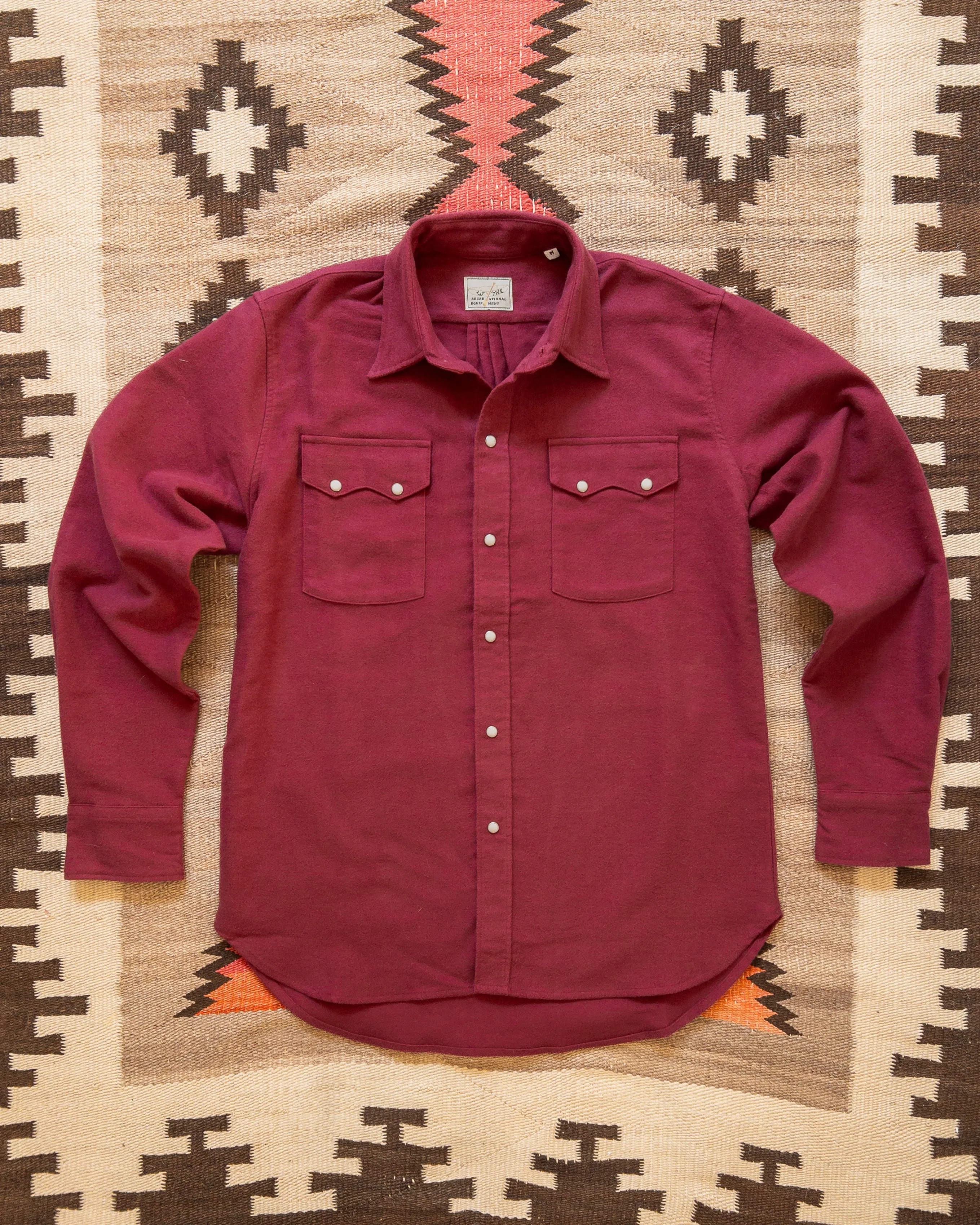 Moleskin Pearlsnap Shirt - Bordeaux sold by Wythe NY