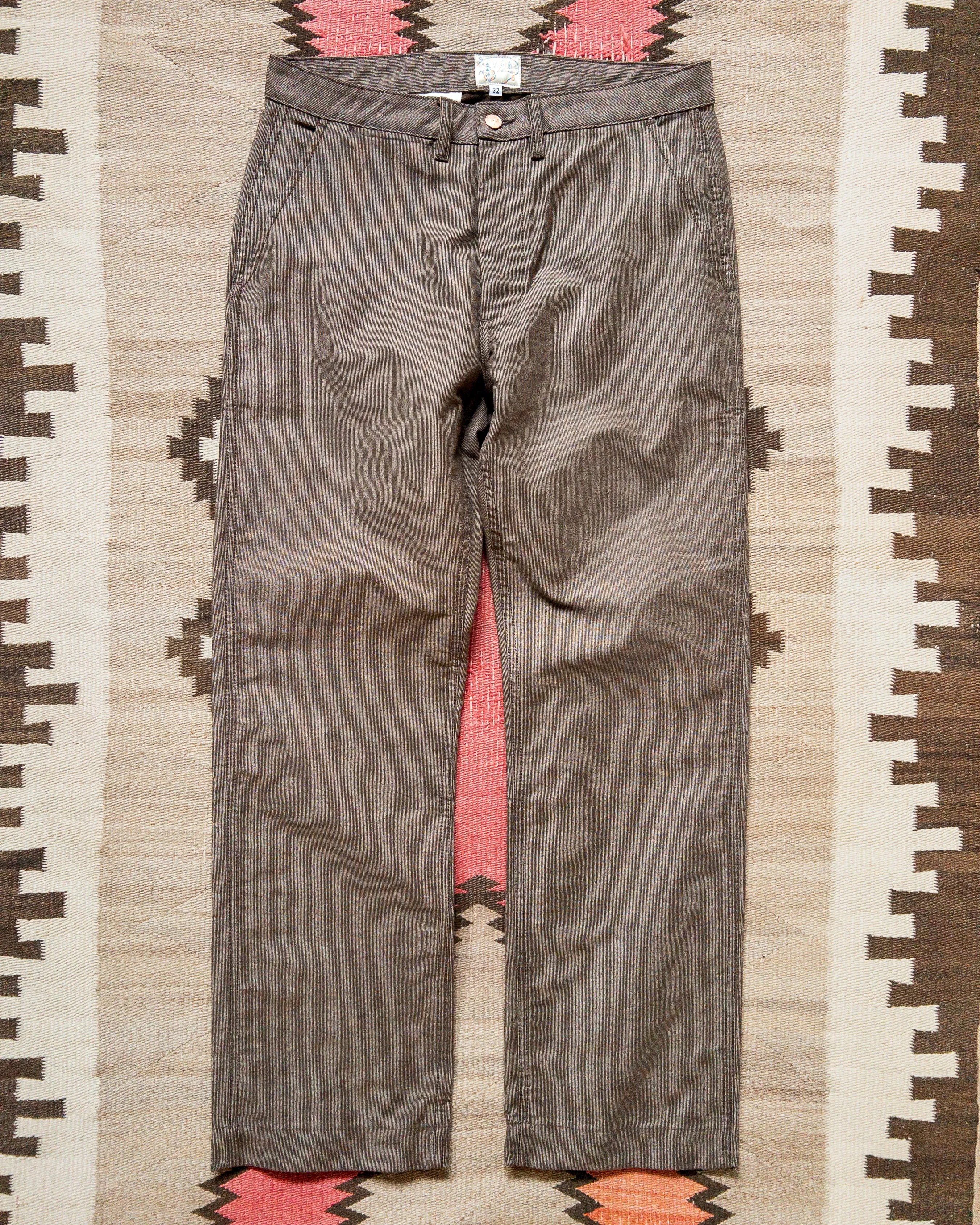 Japanese Wabash Stripe Moleskin Chinos - Espresso Brown sold by Wythe NY