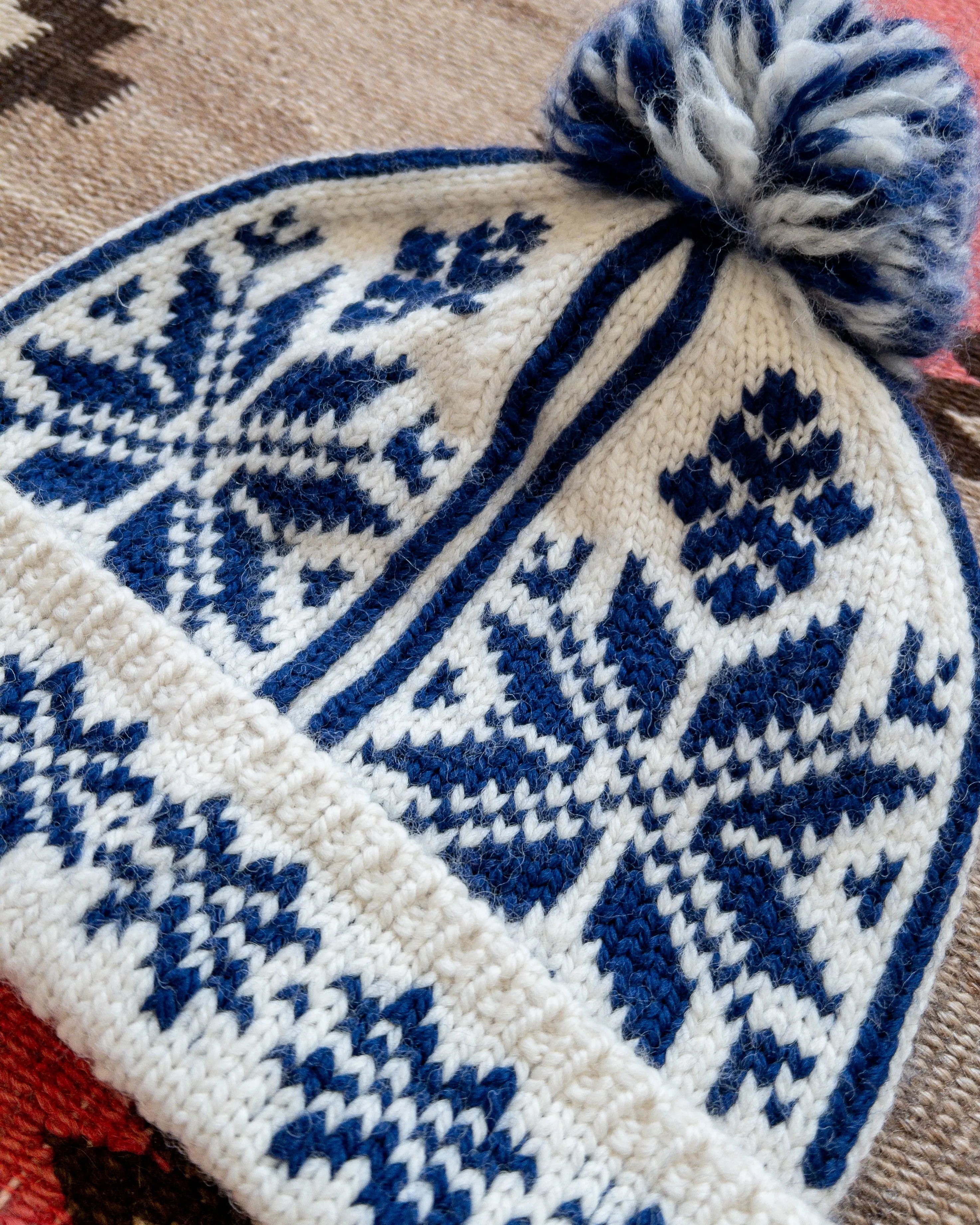 Jacquard Pom Beanie - Royal Blue sold by Wythe NY product image thumbnail 2
