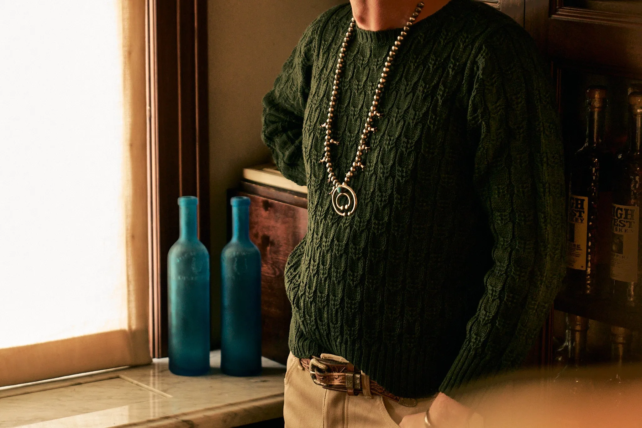 Highland Cableknit Sweater - Evergreen sold by Wythe NY product image thumbnail 4