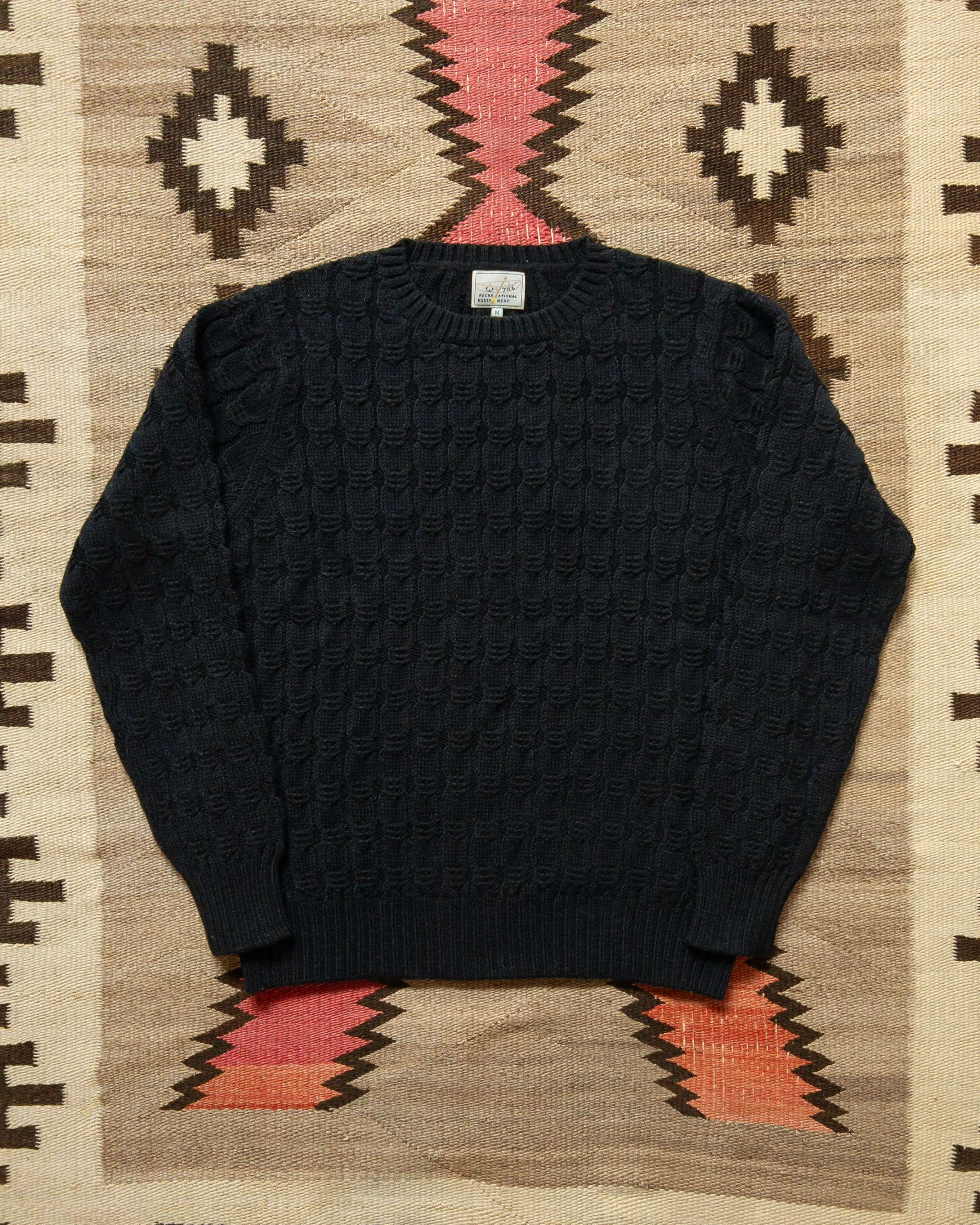 Highland Cableknit Sweater - Black sold by Wythe NY