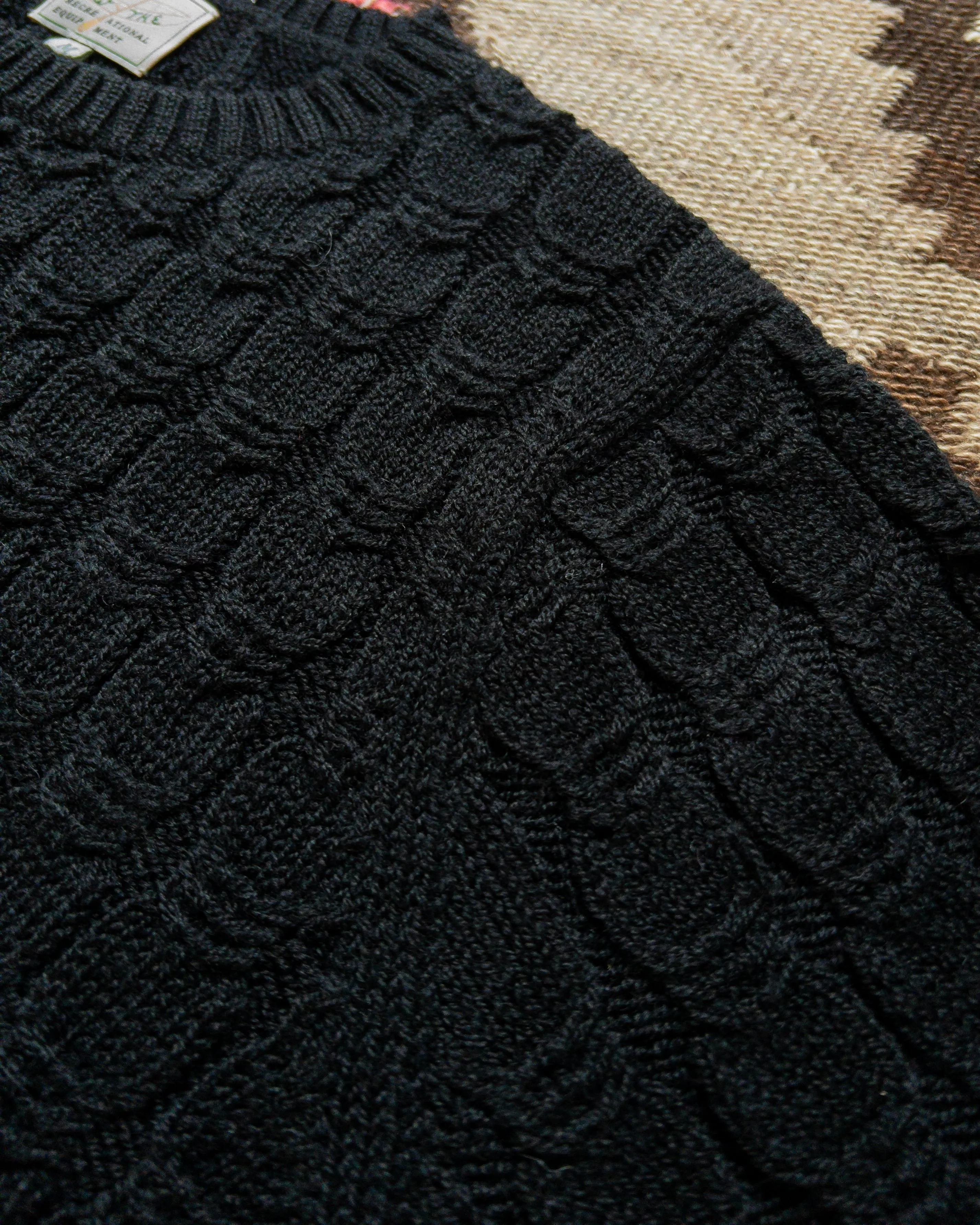 Highland Cableknit Sweater - Black sold by Wythe NY product image thumbnail 3