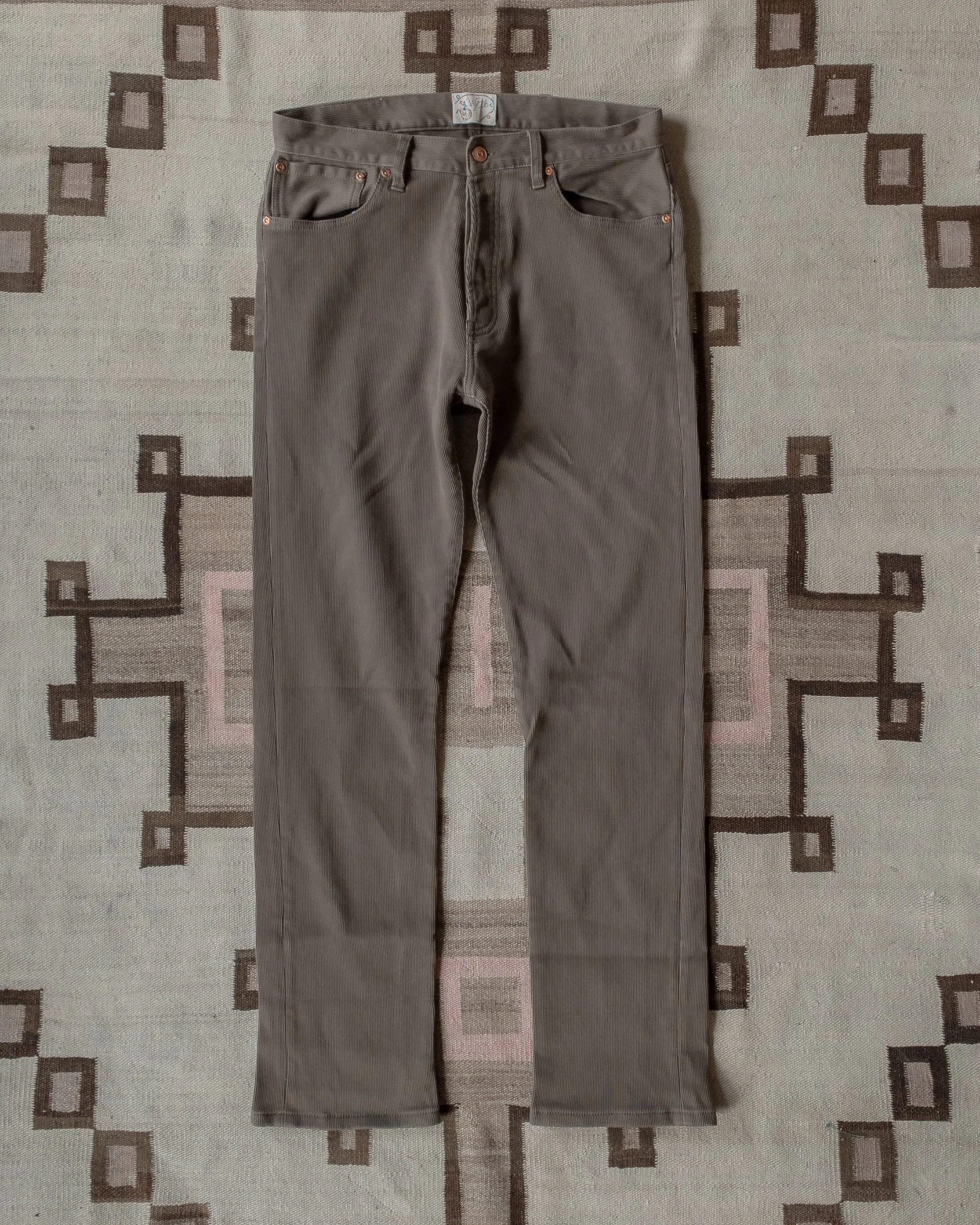 Bedford Cord Five Pocket Pants - Faded Olive sold by Wythe NY