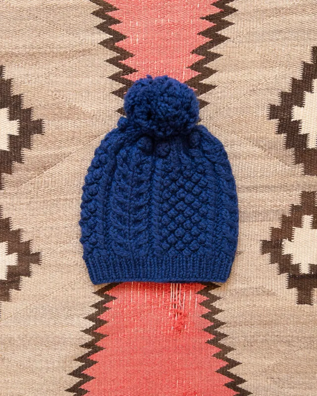 Bramble Stitch Hand-knit Beanie - Royal Blue sold by Wythe NY