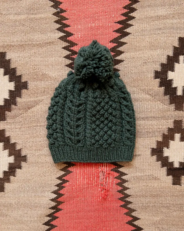 Bramble Stitch Hand-knit Beanie - Evergreen sold by Wythe NY