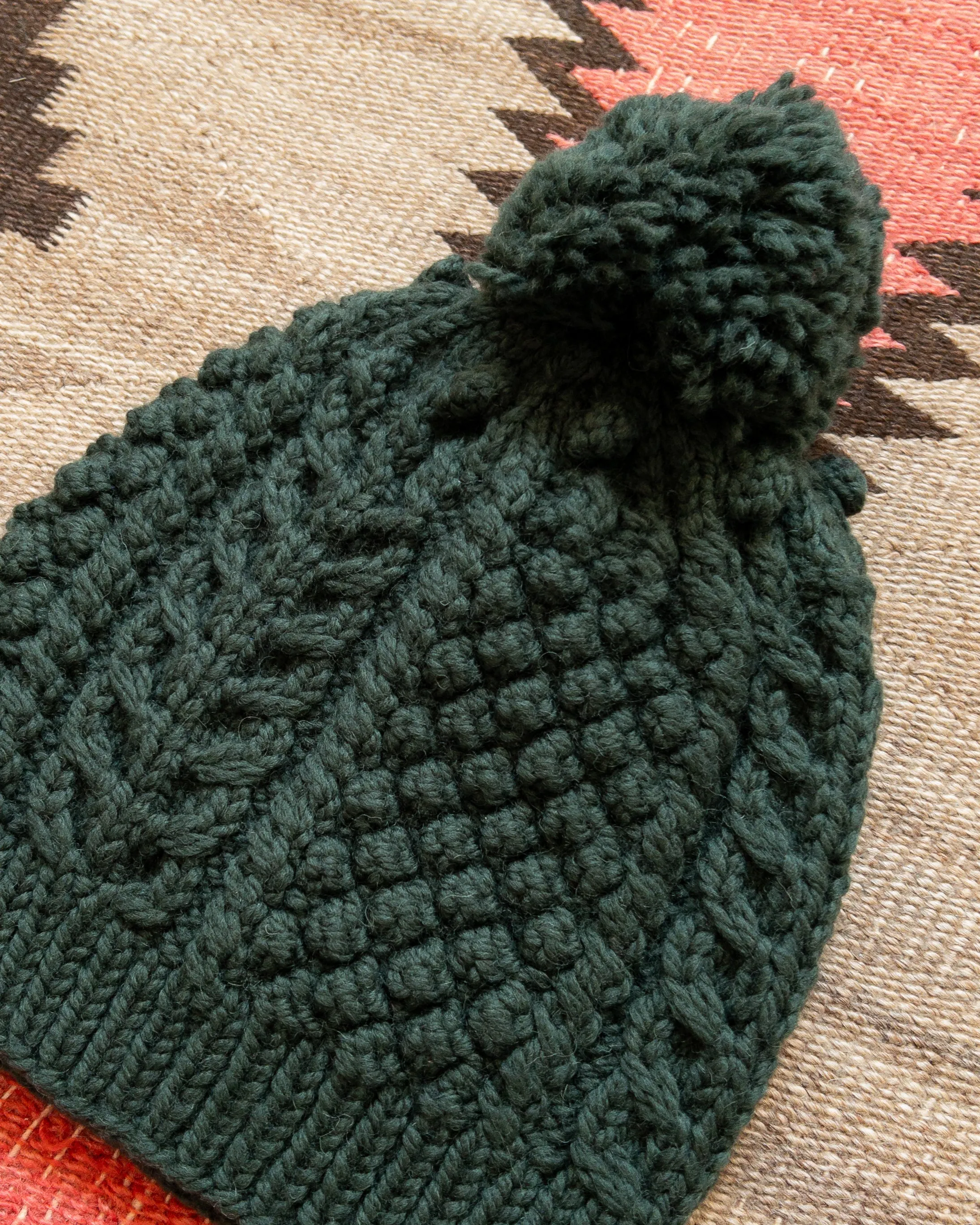 Bramble Stitch Hand-knit Beanie - Evergreen sold by Wythe NY product image thumbnail 2