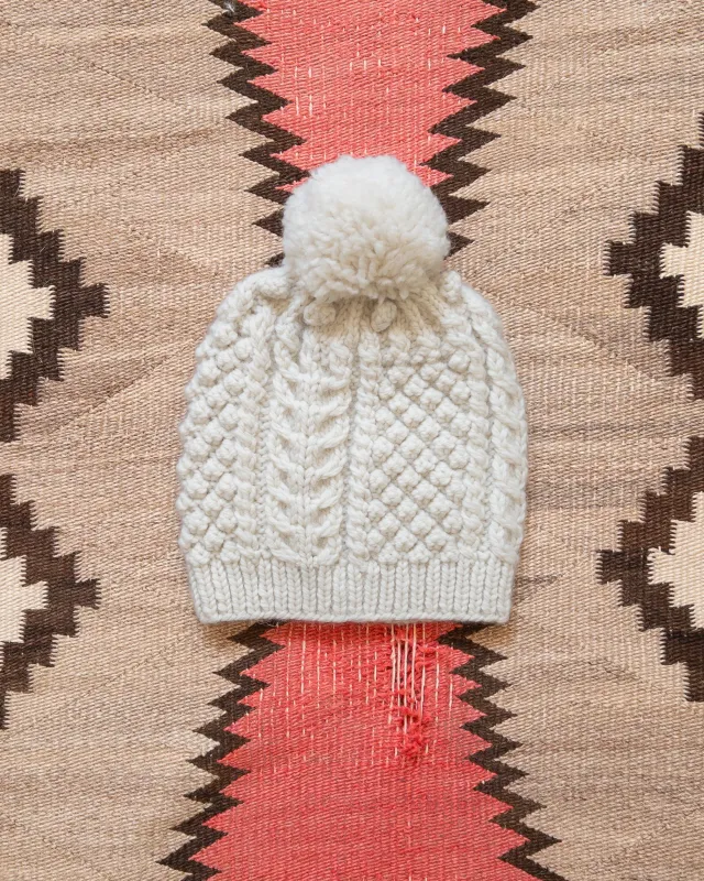Bramble Stitch Hand-knit Beanie - Cream sold by Wythe NY
