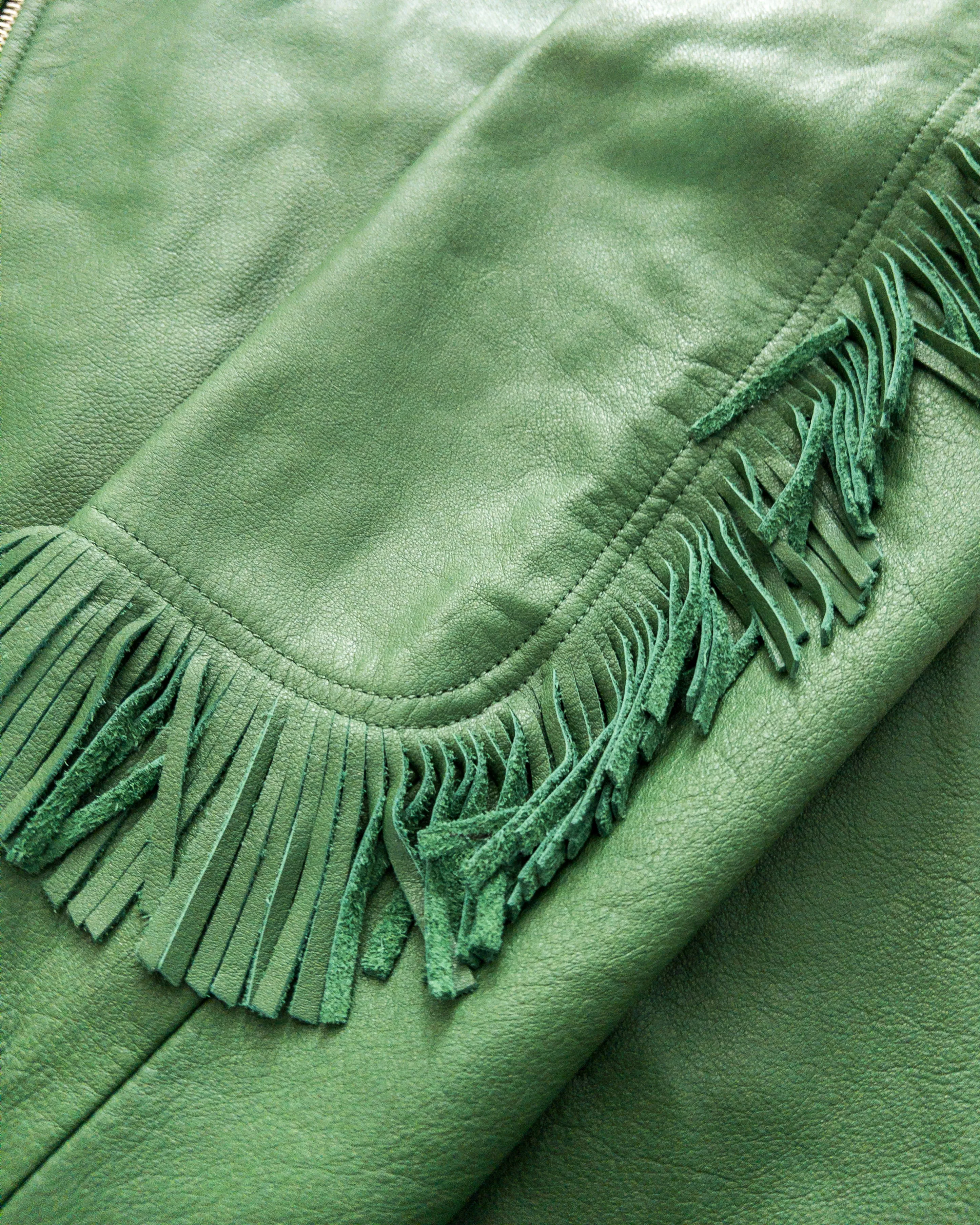 Mustang Fringe Leather Jacket - Green sold by Wythe NY product image thumbnail 5