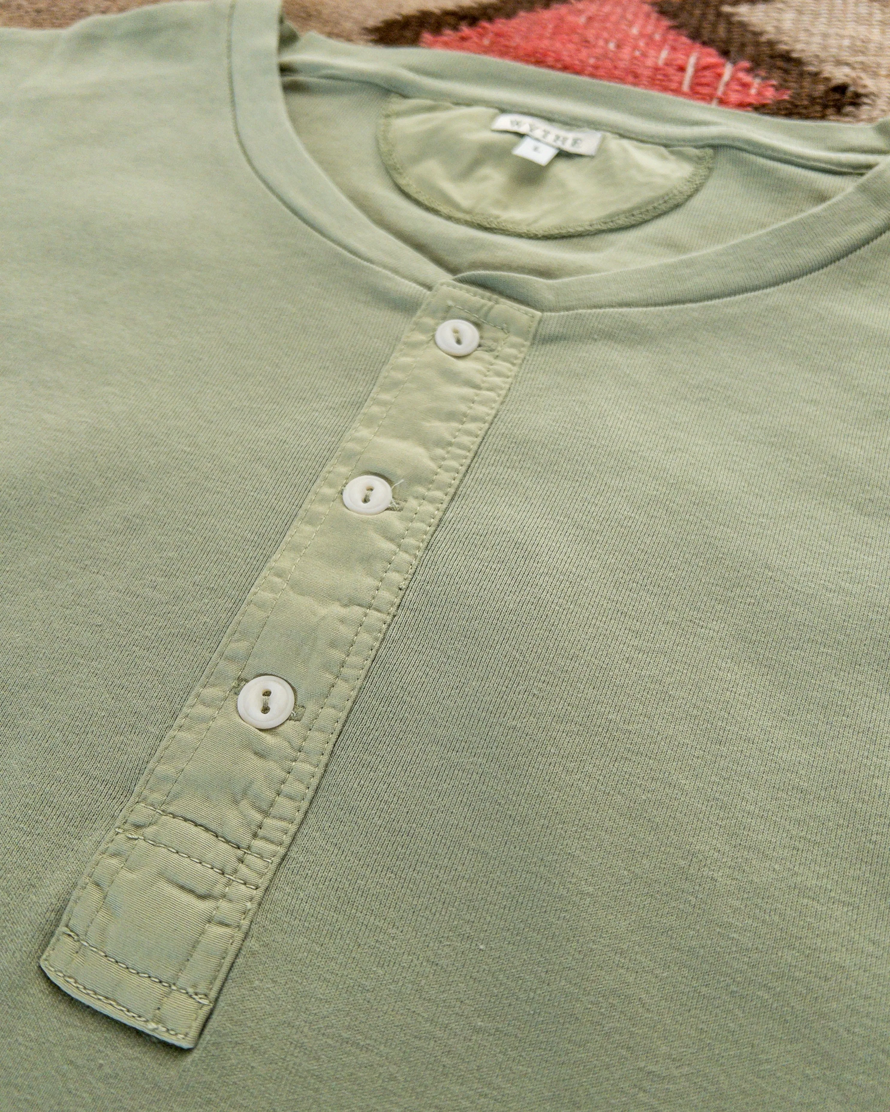 Cotton Henley - Faded Olive sold by Wythe NY product image thumbnail 2