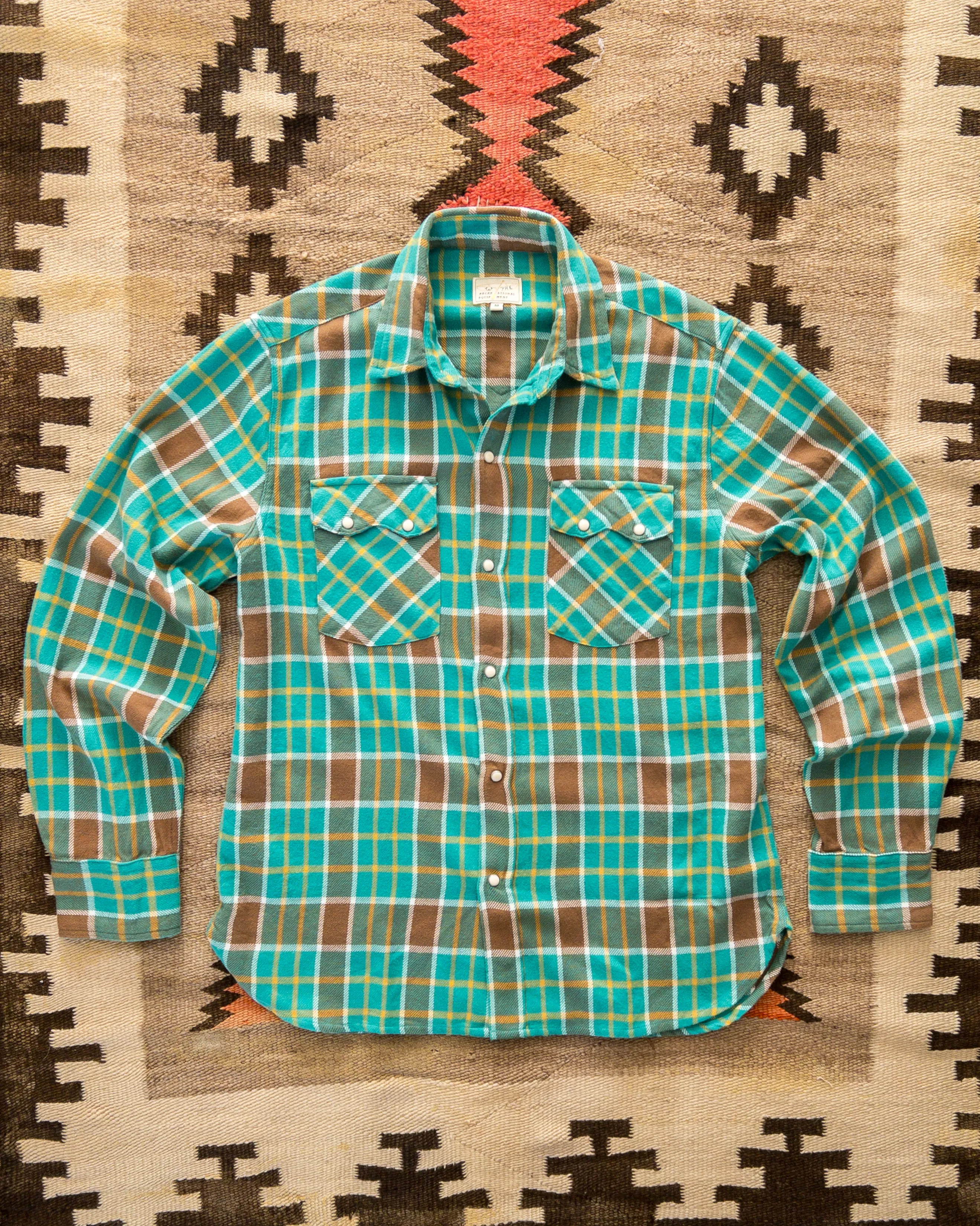 Washed Flannel Pearlsnap Shirt - Riverbend sold by Wythe NY