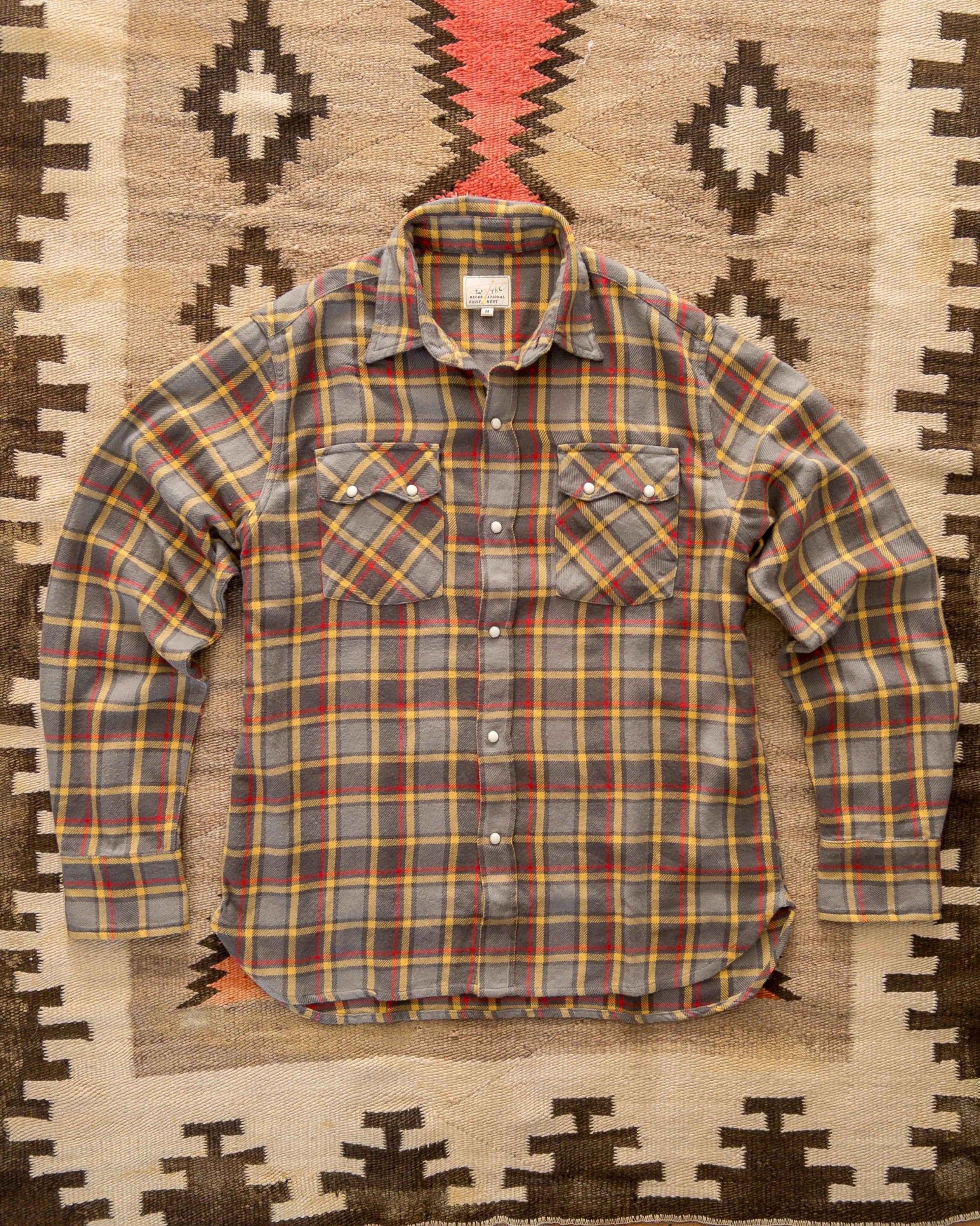 Washed Flannel Pearlsnap Shirt - Dusk Plaid sold by Wythe NY