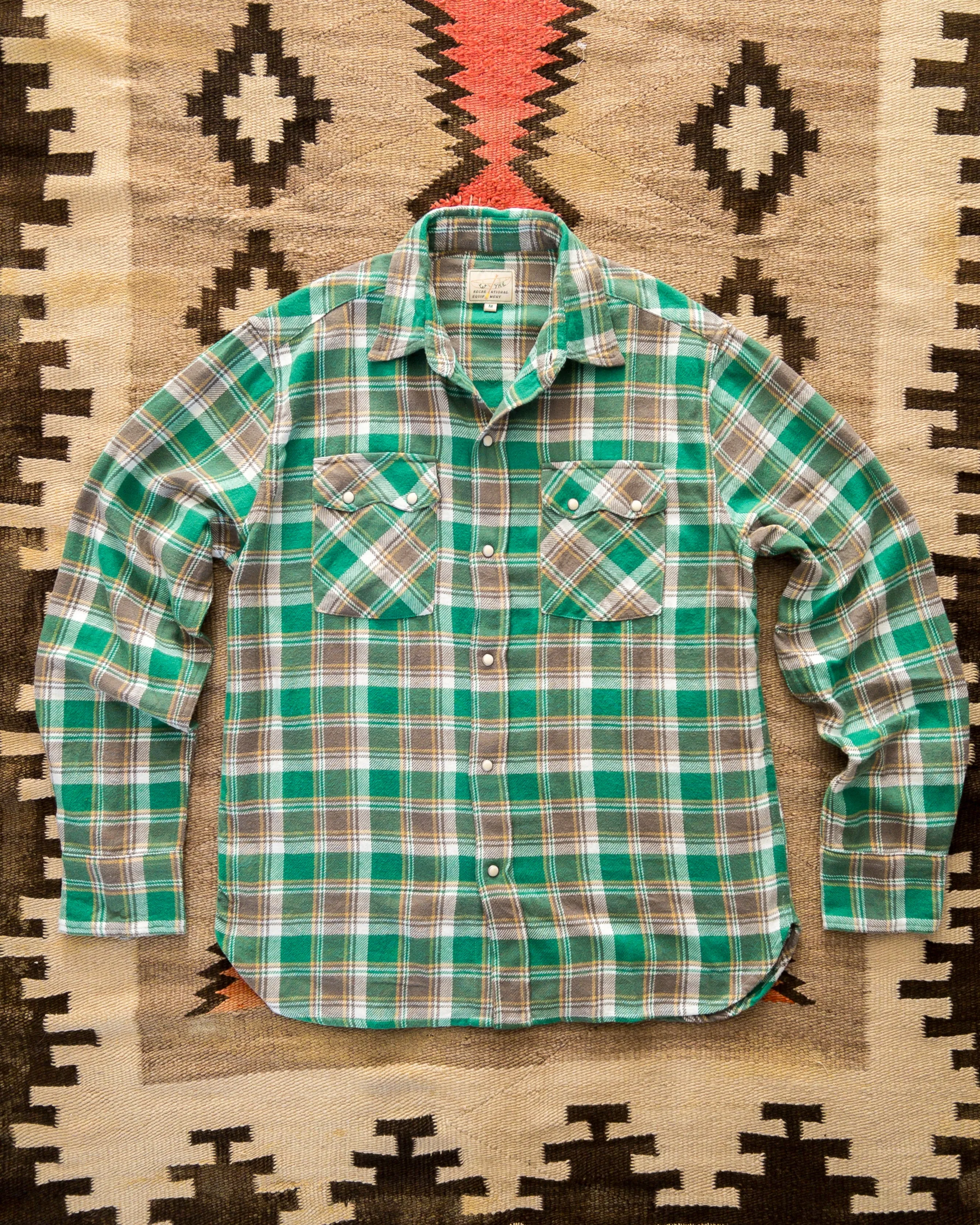 Washed Flannel Pearlsnap Shirt - Spring Pastures sold by Wythe NY
